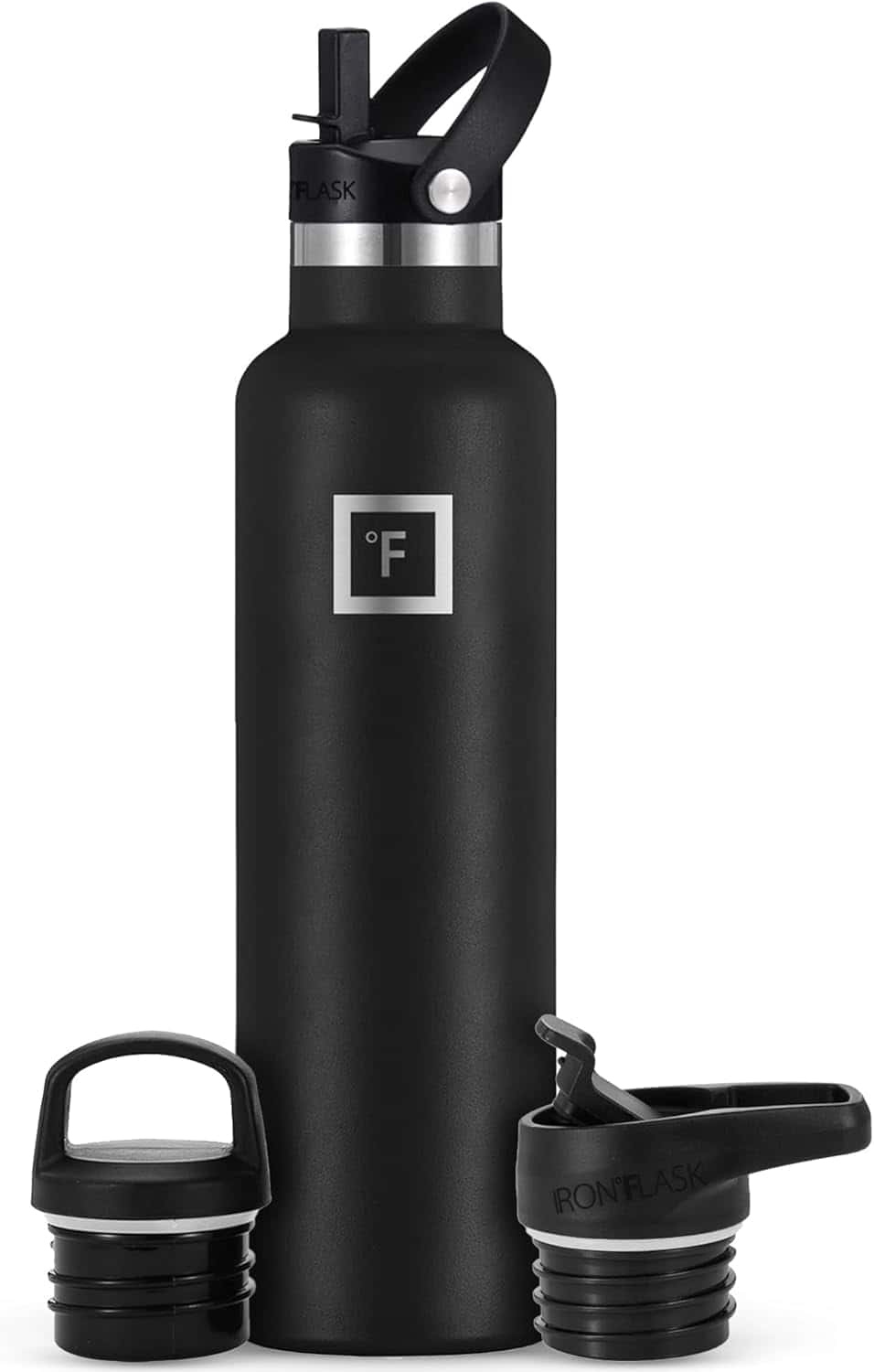 IRON °FLASK Edelstahl Trinkflasche mit 3 Deckel