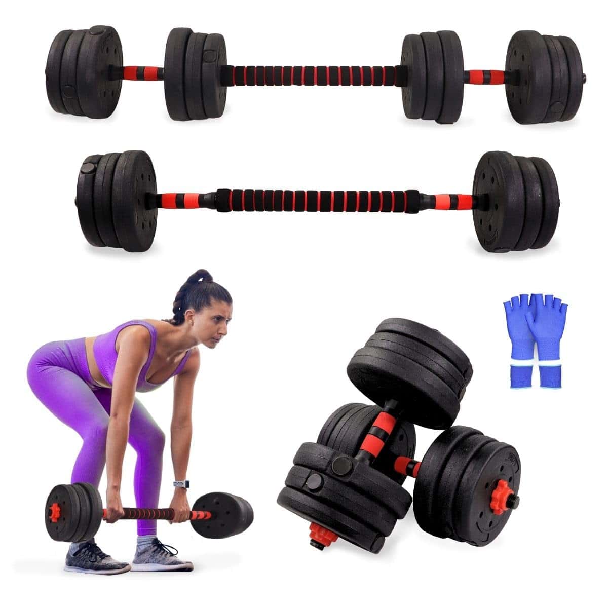 Mobiclinic® fitness, Mancuernas ajustables, 2 en 1, Extenfit, Peso de 2-20 kg