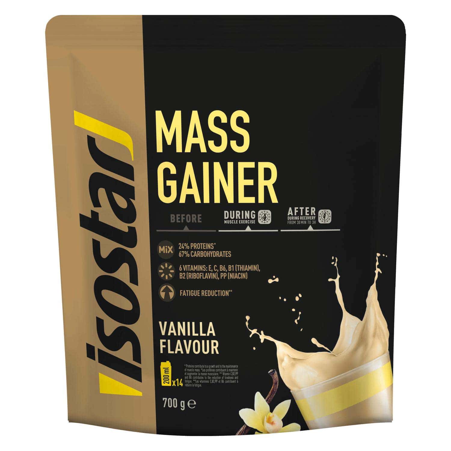 Isostar Mass Gainer Poudre pour Boisson Hyperprotéinée, Vanille, 700 g