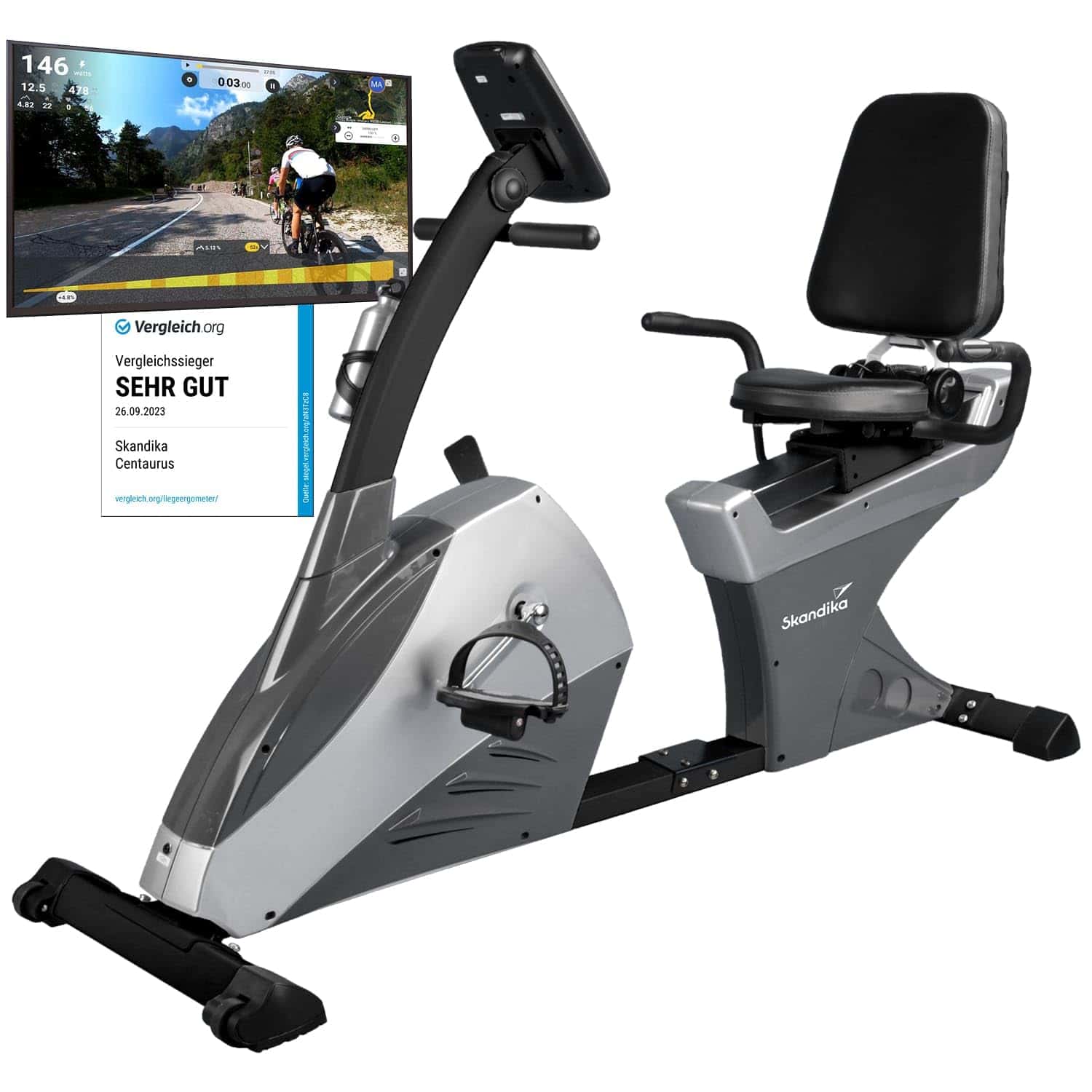 Skandika Liegeergometer Centaurus | Liege-Ergometer mit Trainingscomputer, 13kg