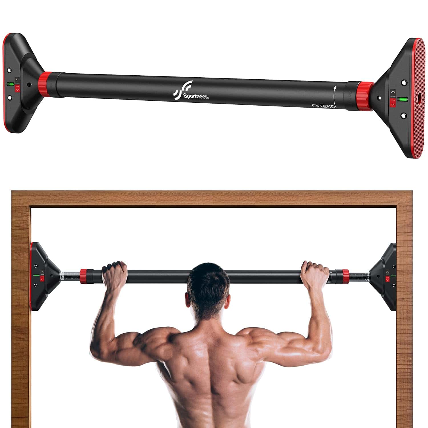 Sportneer Klimmzugstange Türrahmen, Pull Up Bar Tragkraft bis 200 Kg
