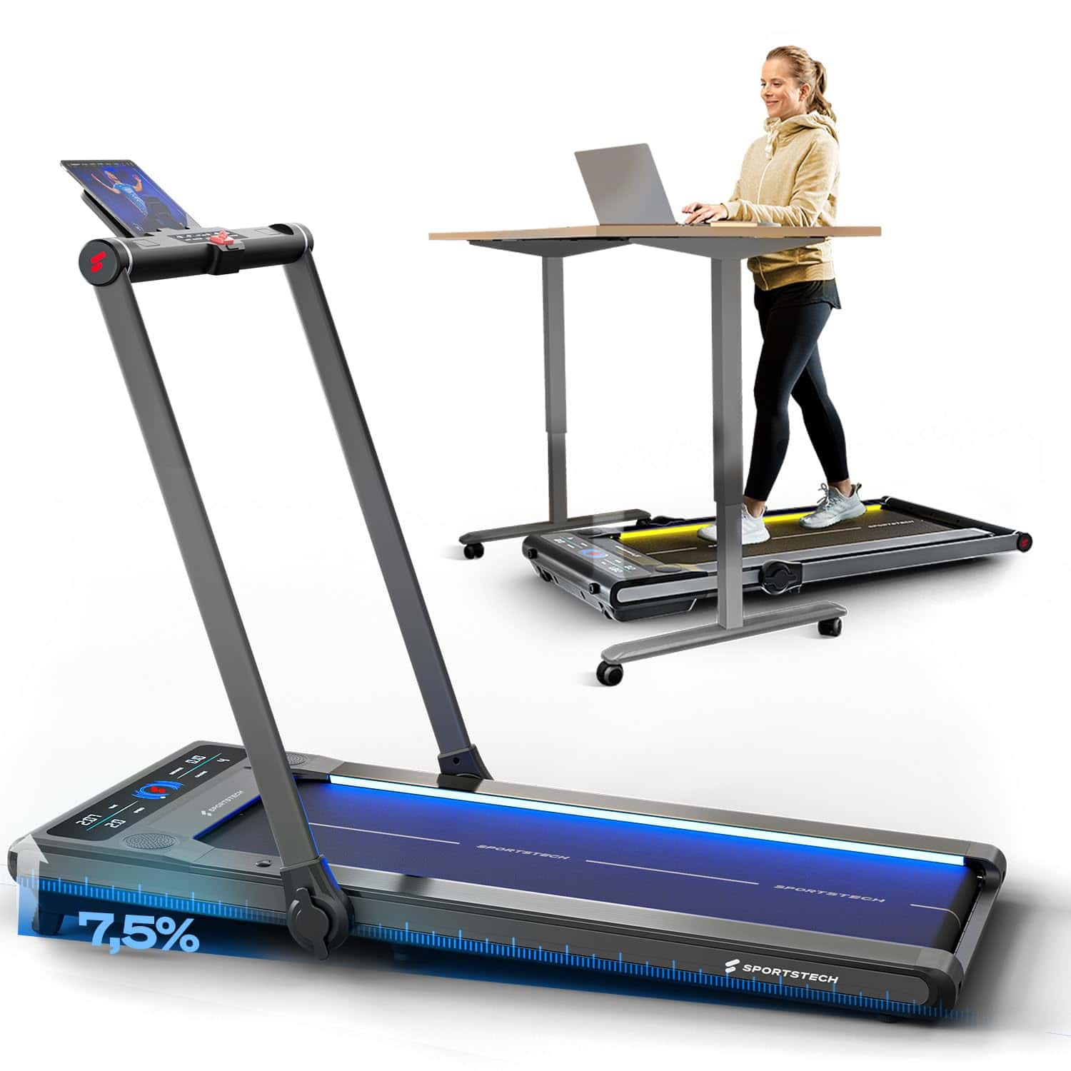 Sportstech sWalk Plus 2in1 Walking Pad klappbar bis 12 km/h