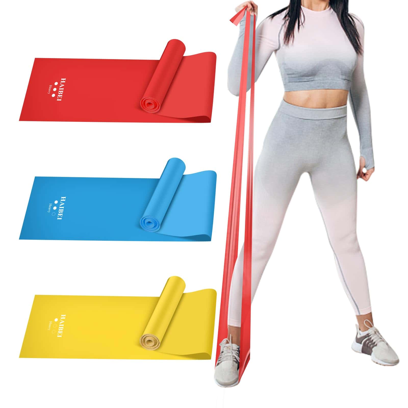HAIBEI Resistance Bands Set Stretch Band Elastic Exercise