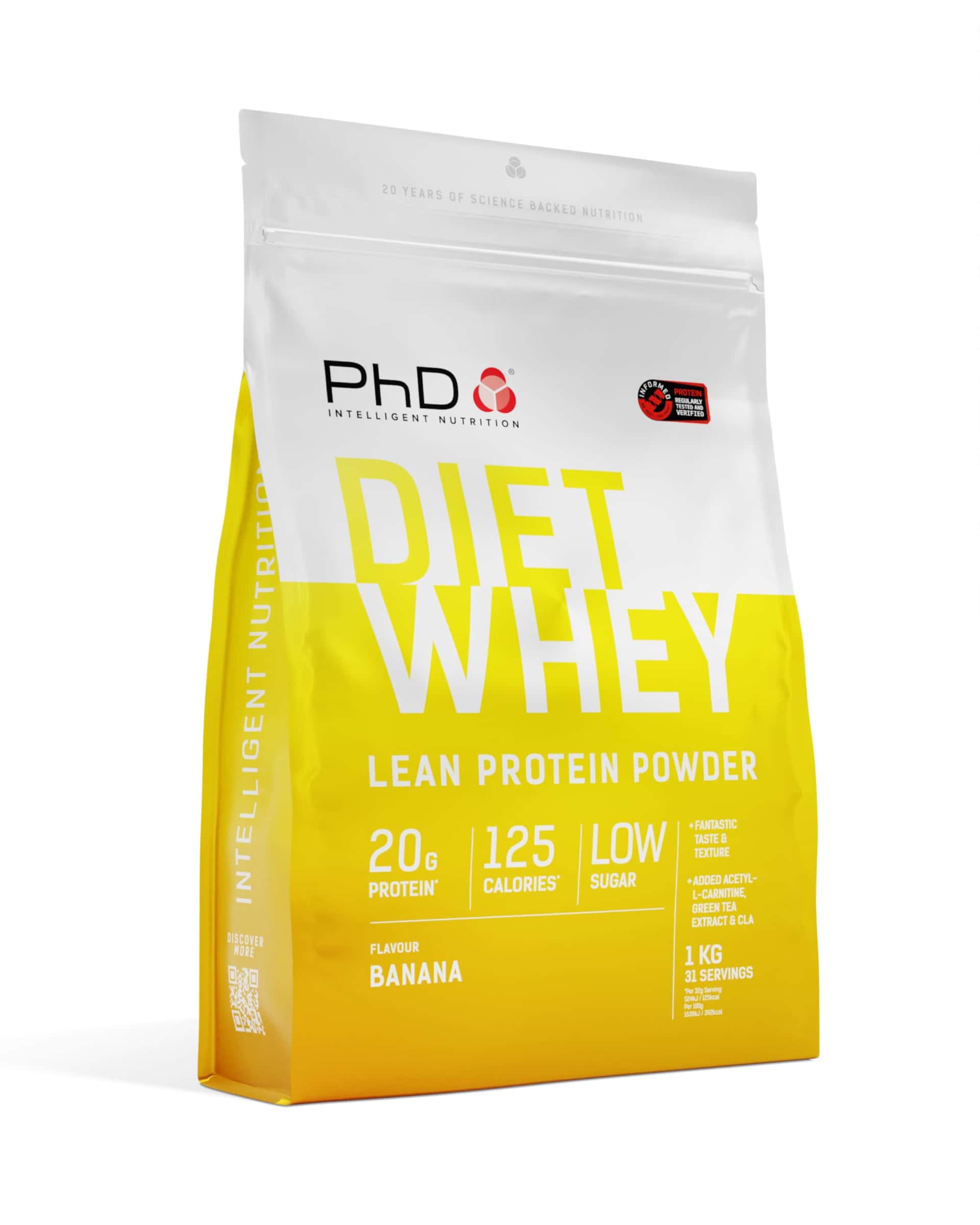 PhD Nutrition Diet Whey Lean Protein Powder, Belgian Chocolate Whey Protein Powder, 1kg