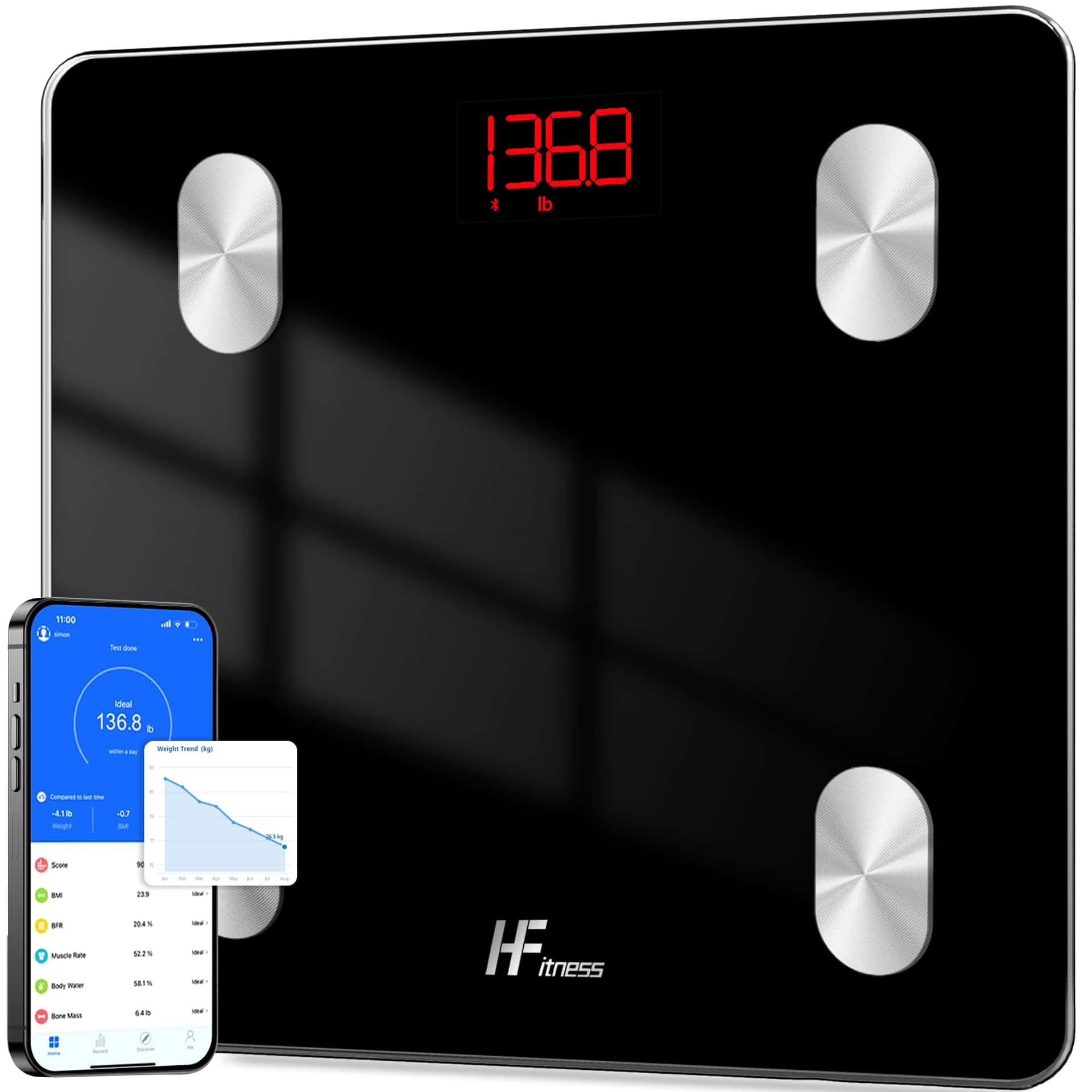 HFitness 19 Metrics Body Composition Smart Scale Bathroom