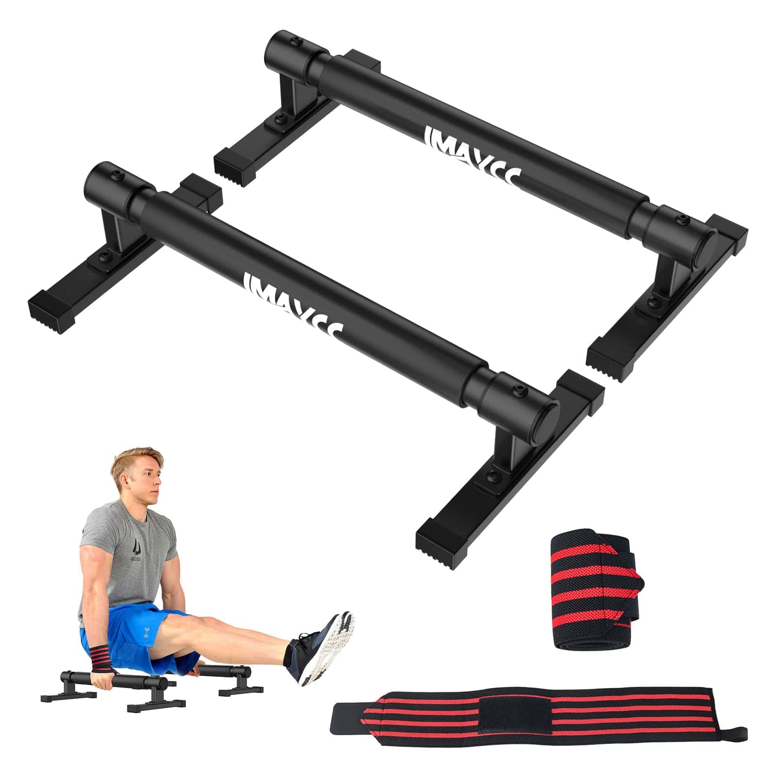 IMAYCC 50CM Poignées de Pompes avec Bandage pour
