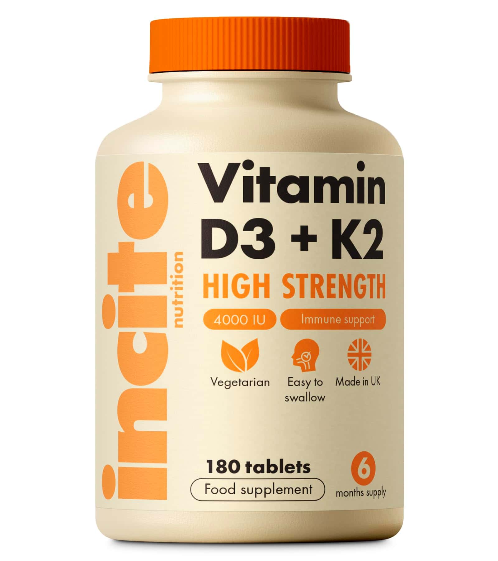 Vitamin D3 K2 (MK7) 100ug - 6 Month’s Supply - High Strength 180 Tablets