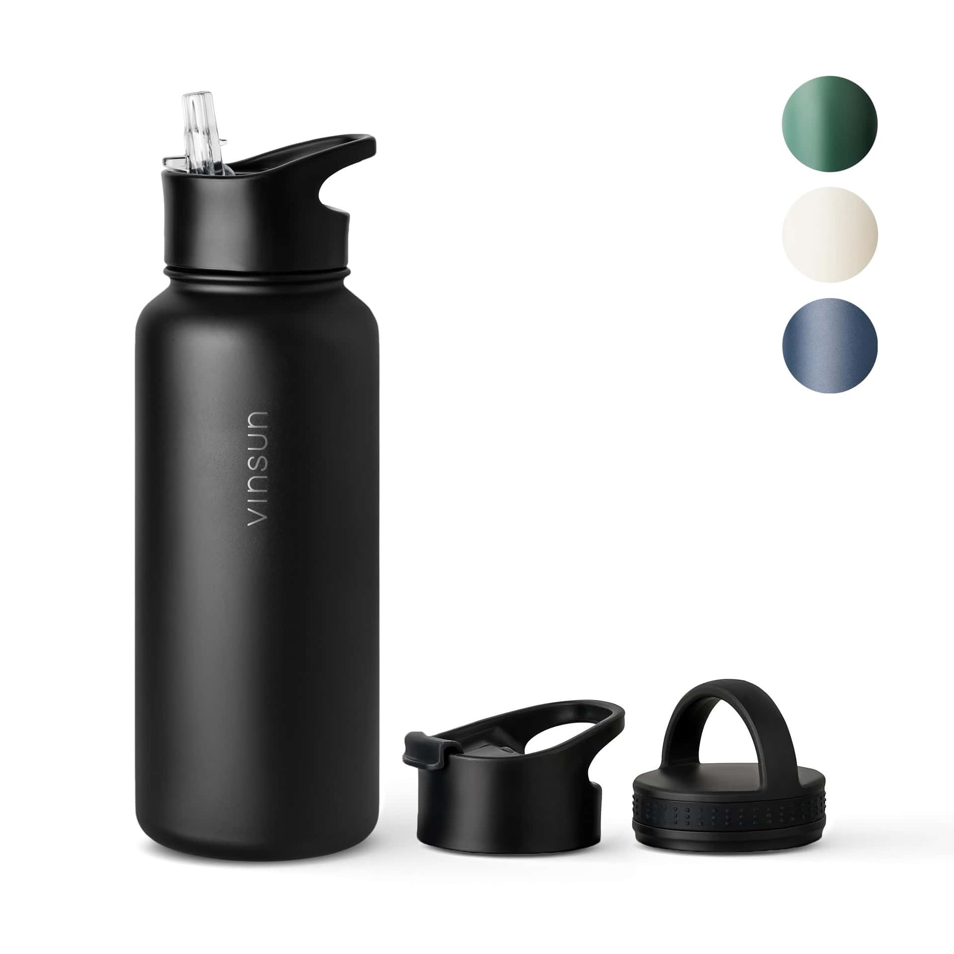 Vinsun Thermosflasche schwarz 1L