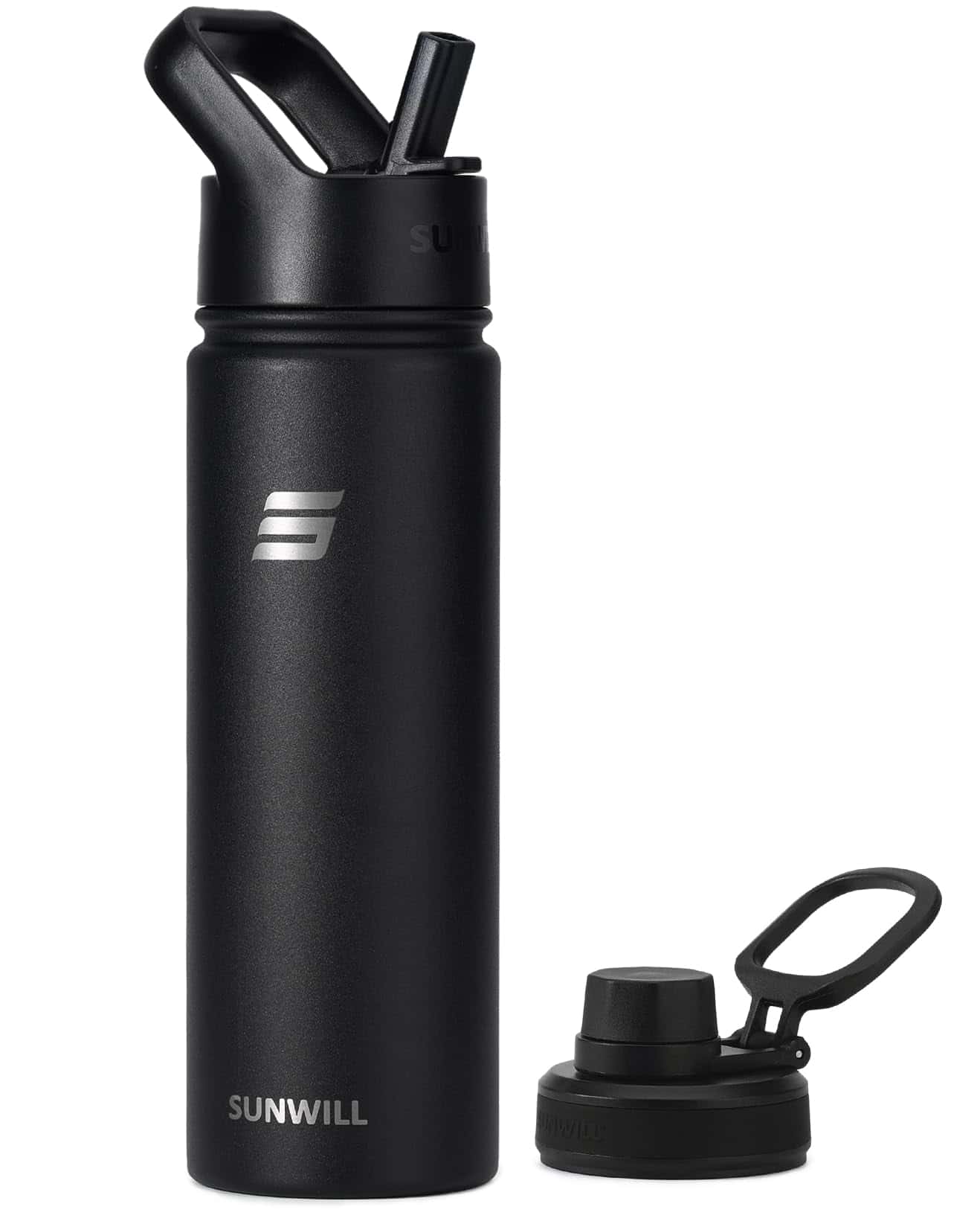 SUNWILL Metal Water Bottle with Straw Stainless Steel, 650ml