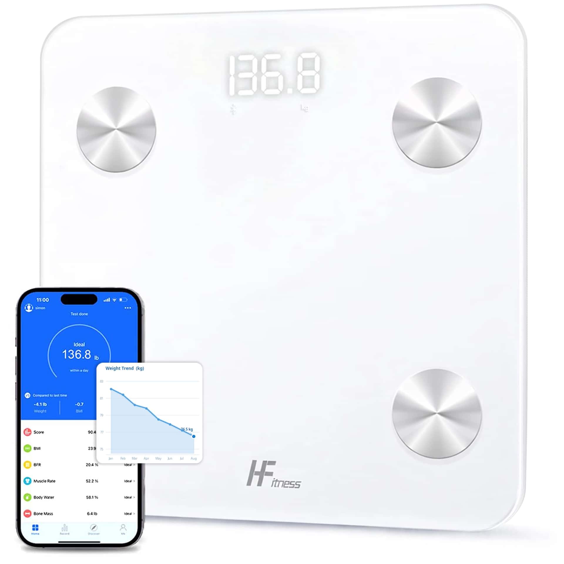 HomeFashion HFitness Báscula Inteligente de Grasa Corporal