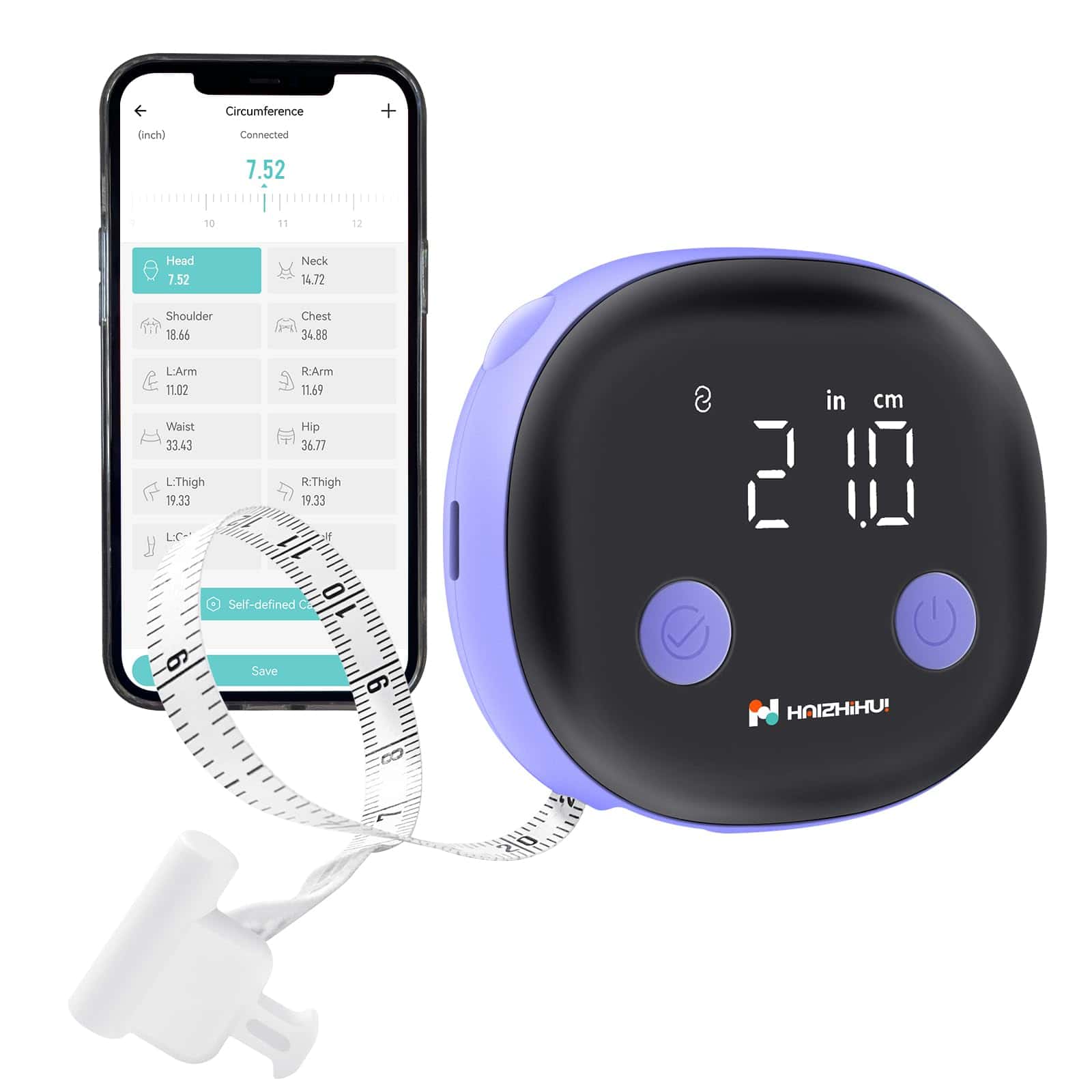 Fitdays Smartes Körpermaßband mit Bluetooth & LED-Bildschirm