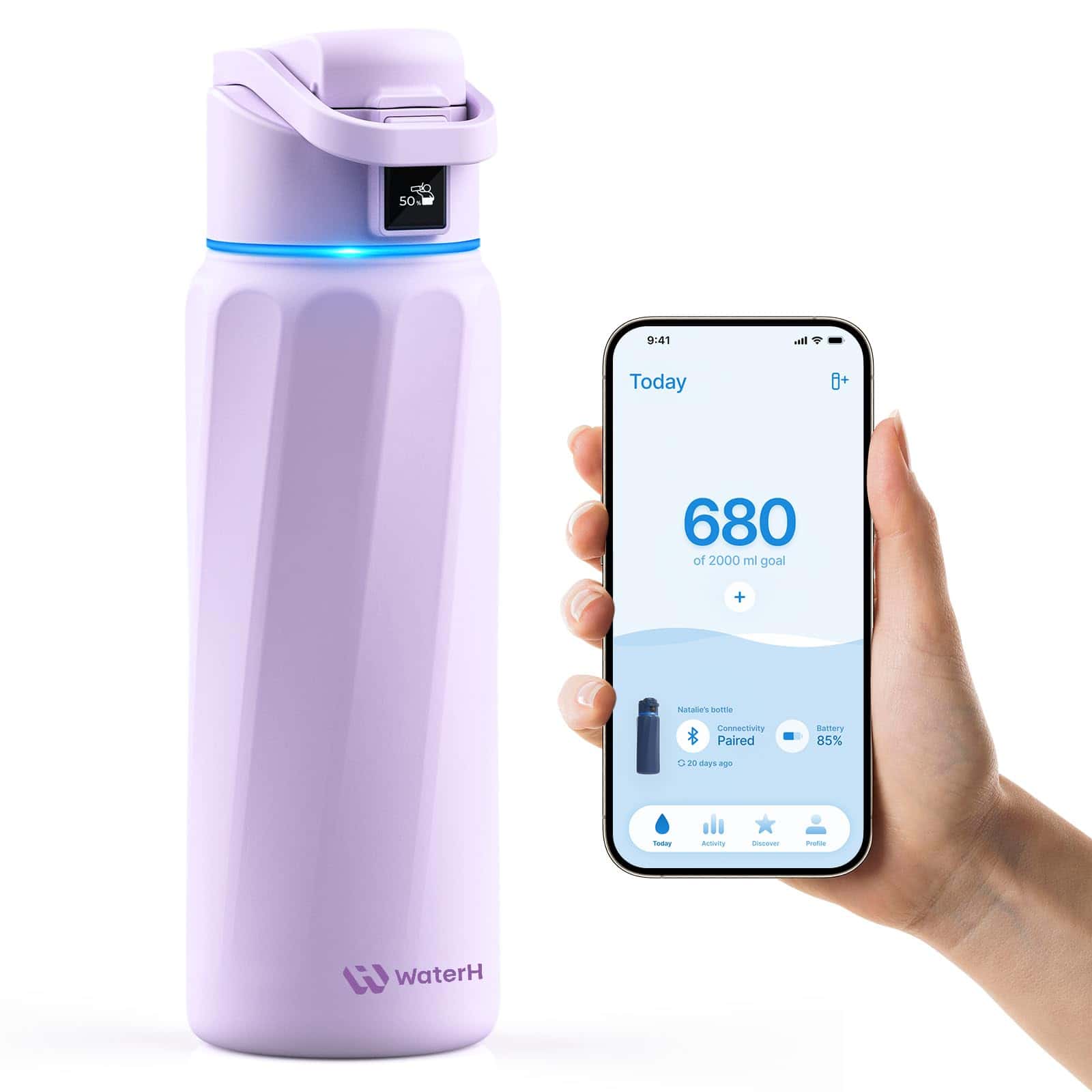 WATERH Boost Smart-Wasserflasche mit Erinnerung an Wasser