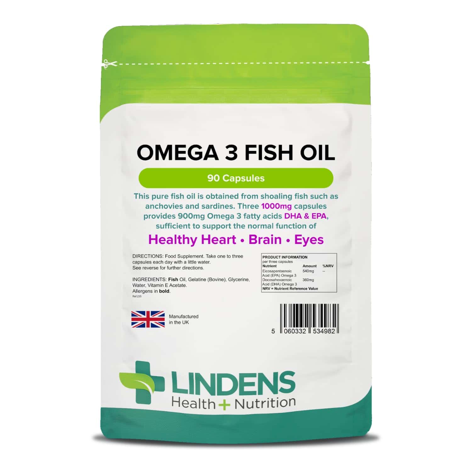 Lindens Omega 3 Fish Oil Capsules