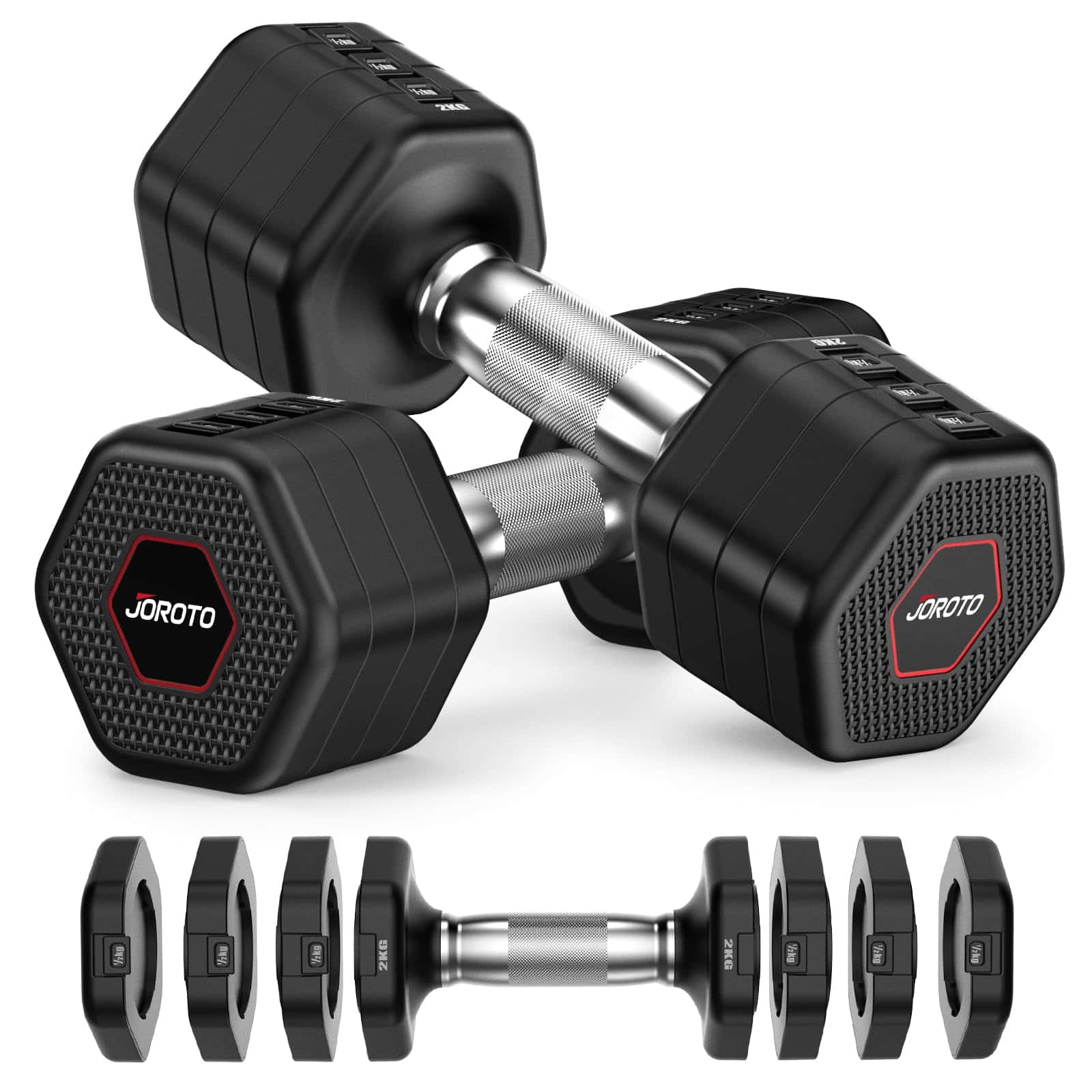 JOROTO Hanteln Set, 4-in-1 Verstellbare Hanteln Kurzhanteln 2er set, 2–5 kg