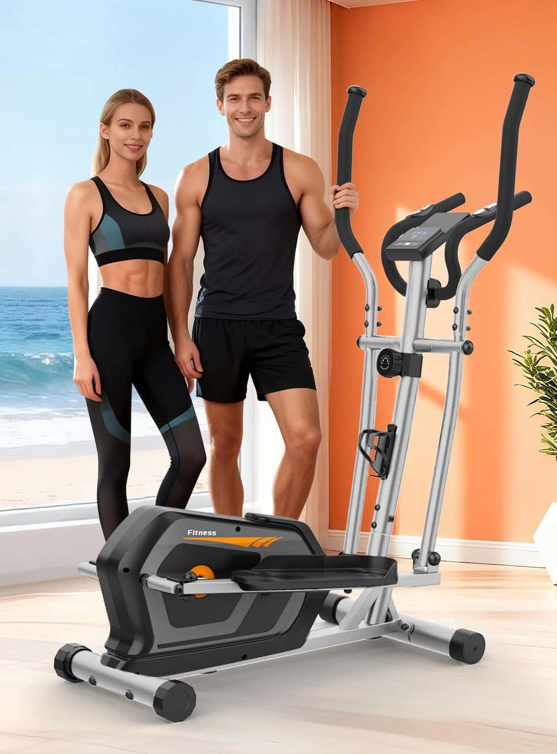 Neezee Crosstrainer für Zuhause mit Bluetooth-App,16-Stufiger Widerstandsstufen,6 kg