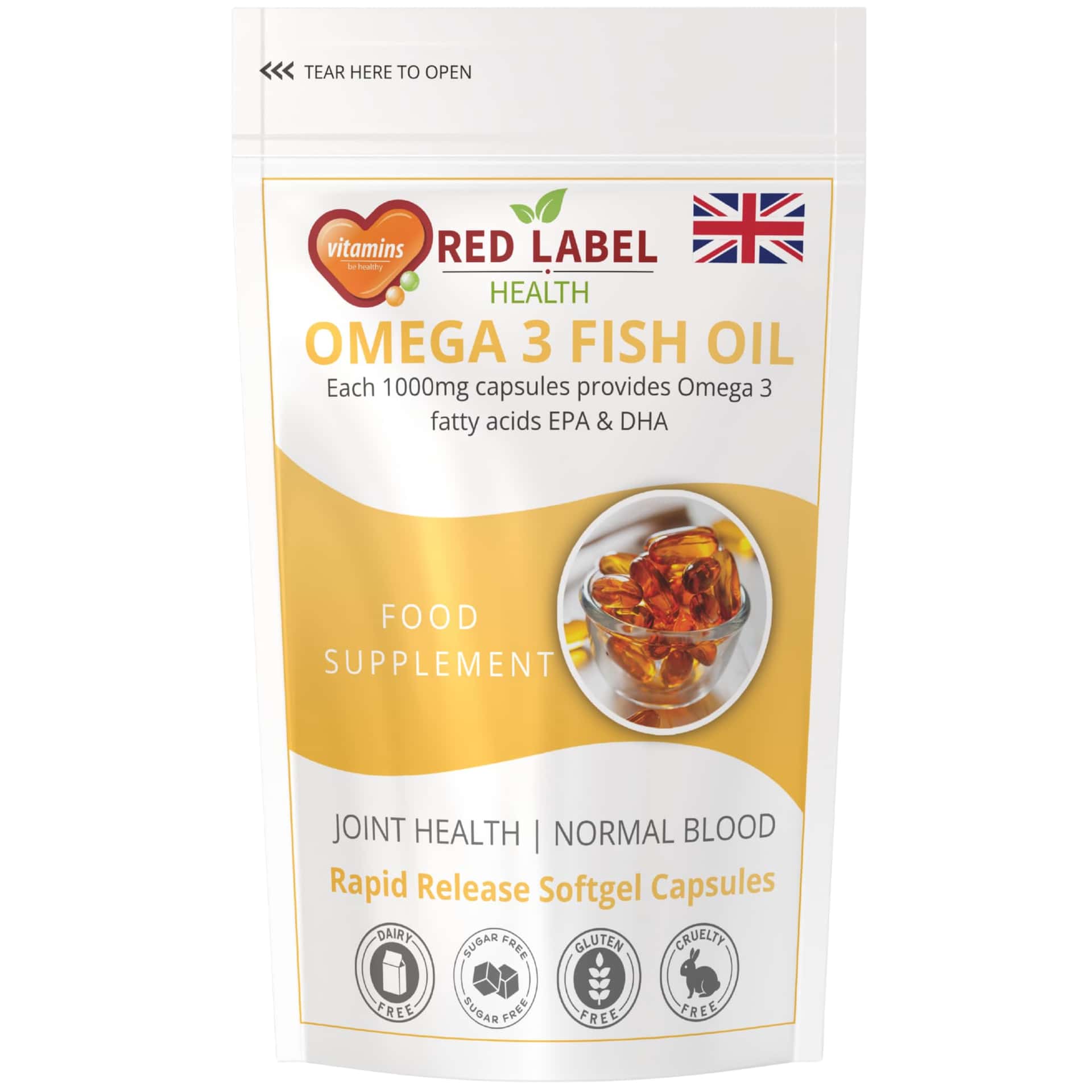 Red Label Health Omega 3 Fish Oil 1000mg