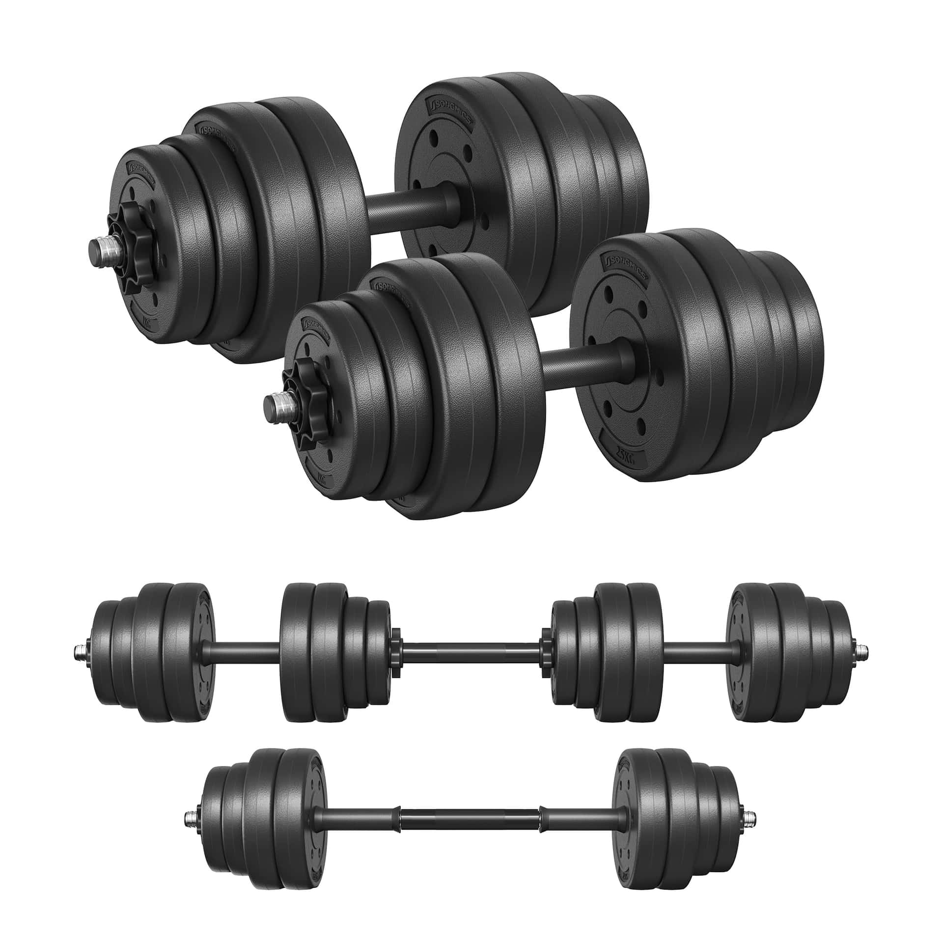 SONGMICS SYL30HBK 2-in-1 dumbbellset met stalen verbindingsbuis, 2 x 15 kg