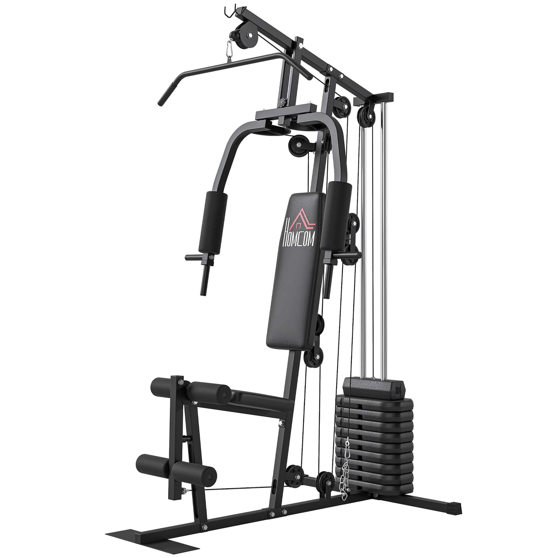 HOMCOM Fitnessstation voor krachttraining, met 9 gewichtsblokken van 5 kg