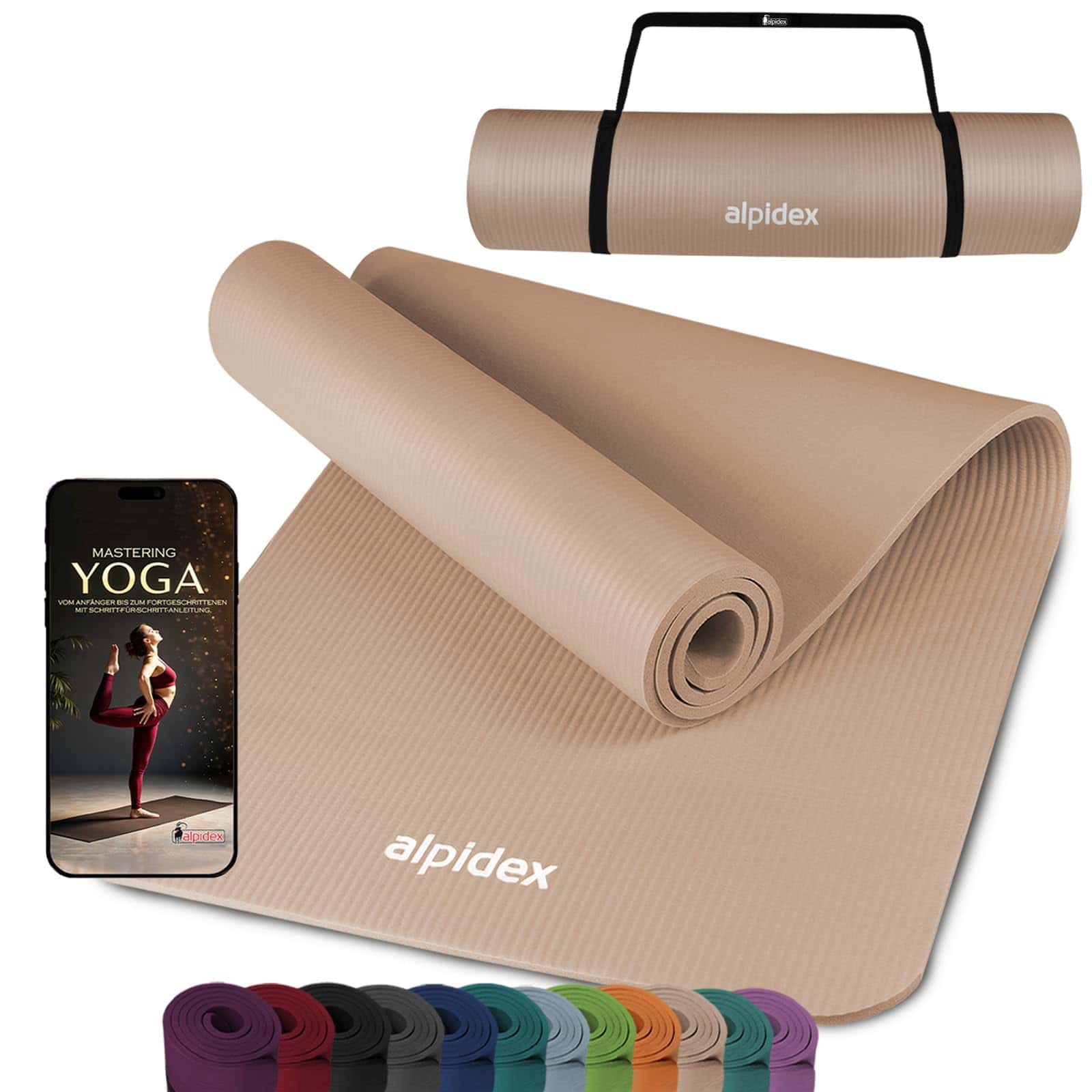 ALPIDEX Yogamatte 183 x 60 x 0.8 cm Phthalatfreie Fitness