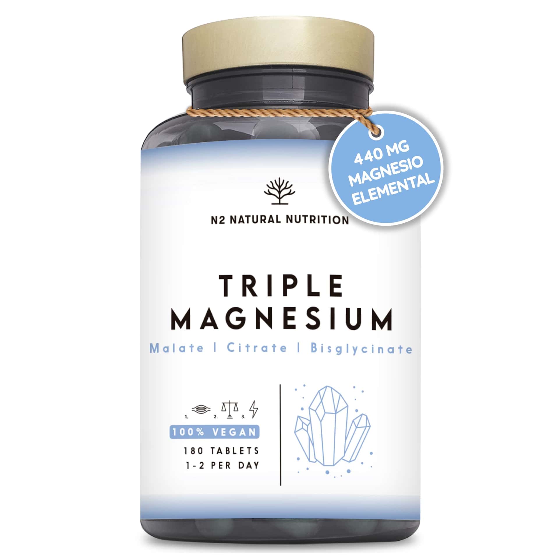 Citrato de Magnesio 1440mg + Magnesio Bisglicinato 600mg +