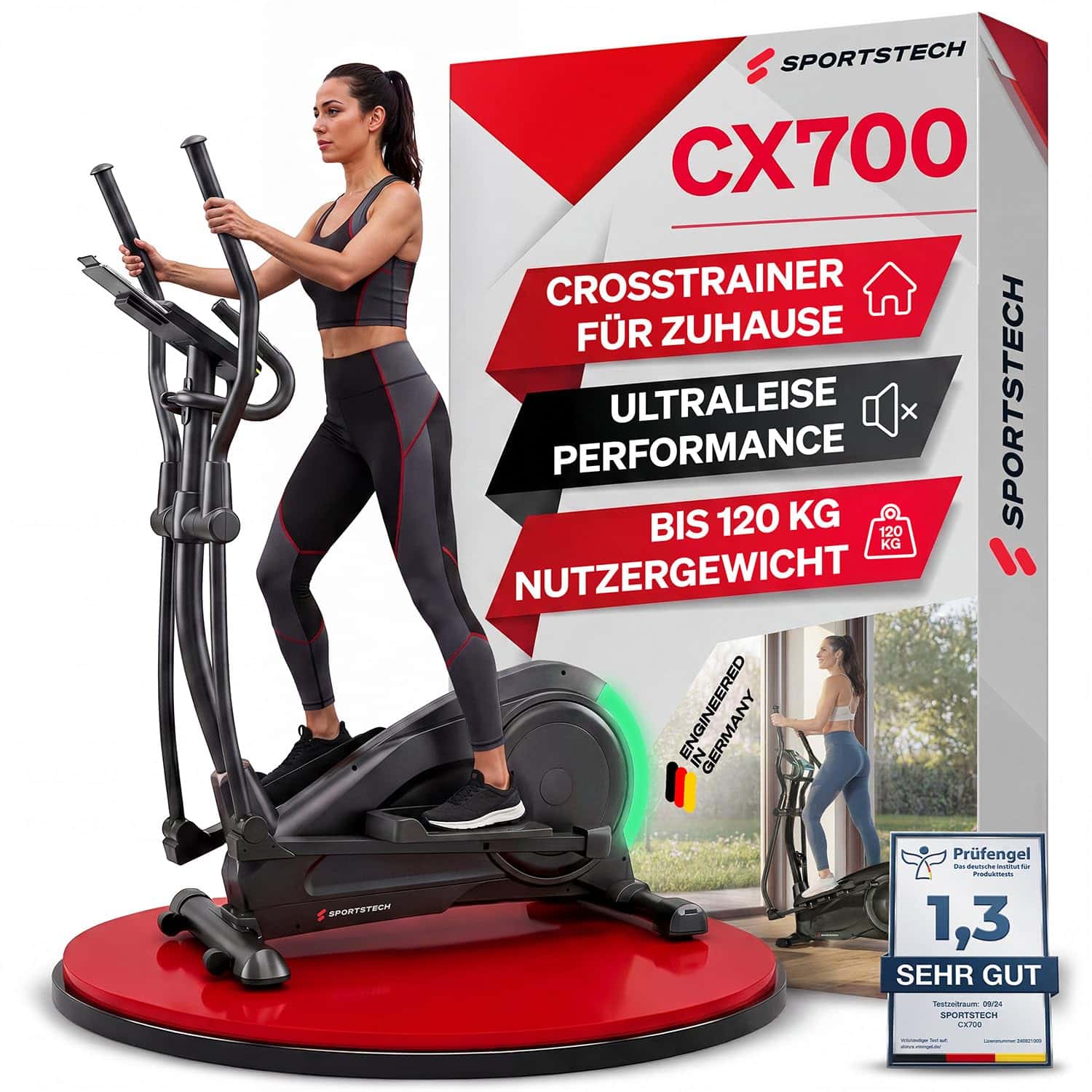 Sportstech Crosstrainer CX700 Fitnessgeräte für Zuhause mit 24kg