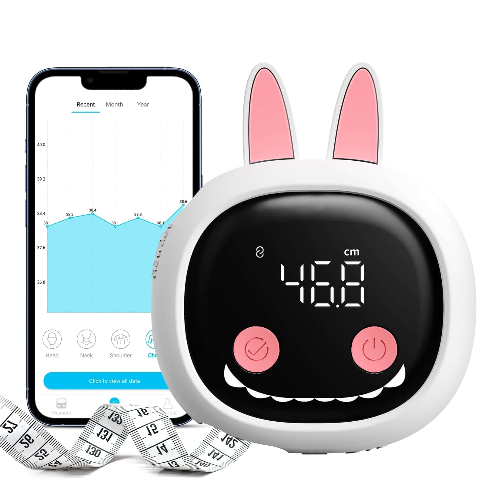Tychesy Smart Körpermaßband mit niedlicher Kaninchenkopf