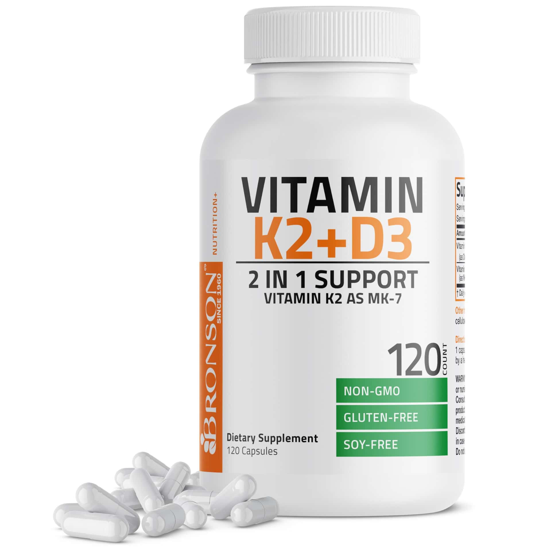 Bronson Vitamin K2 (MK7) with D3 Supplement Non-GMO Formula