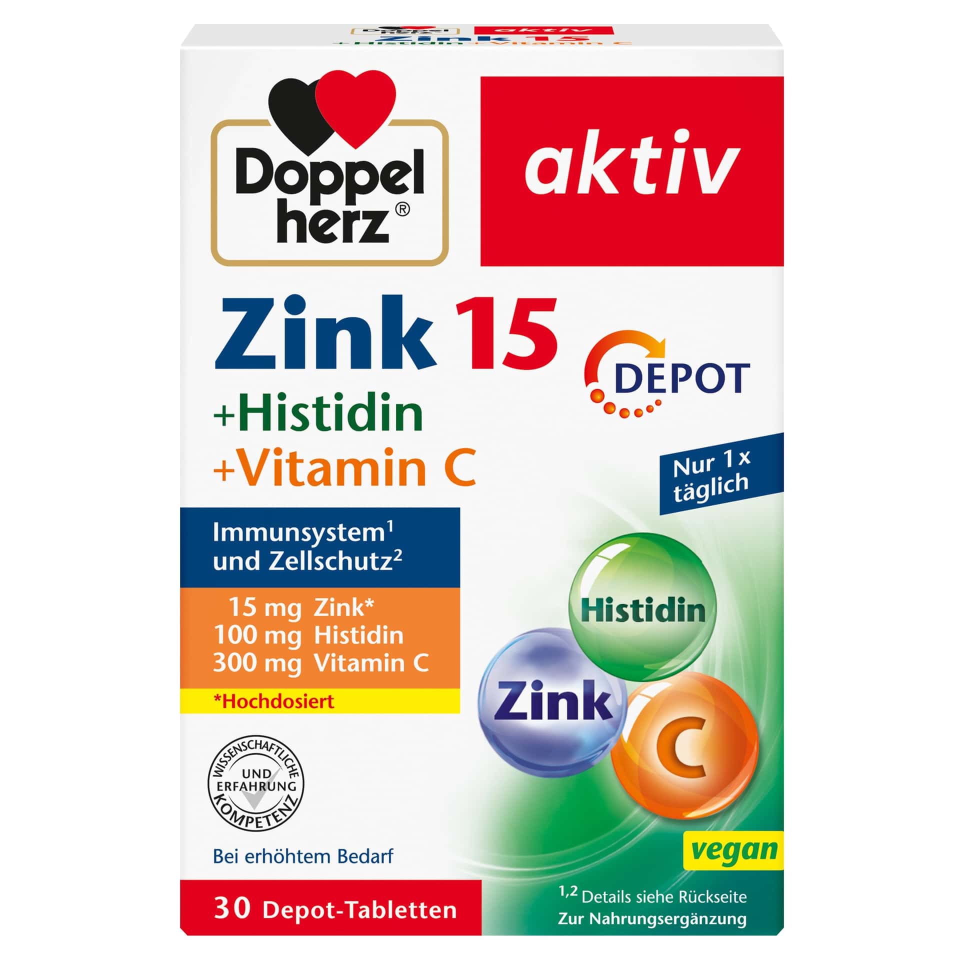 Doppelherz Zink 15 + histidine + vitamine C - 15 mg