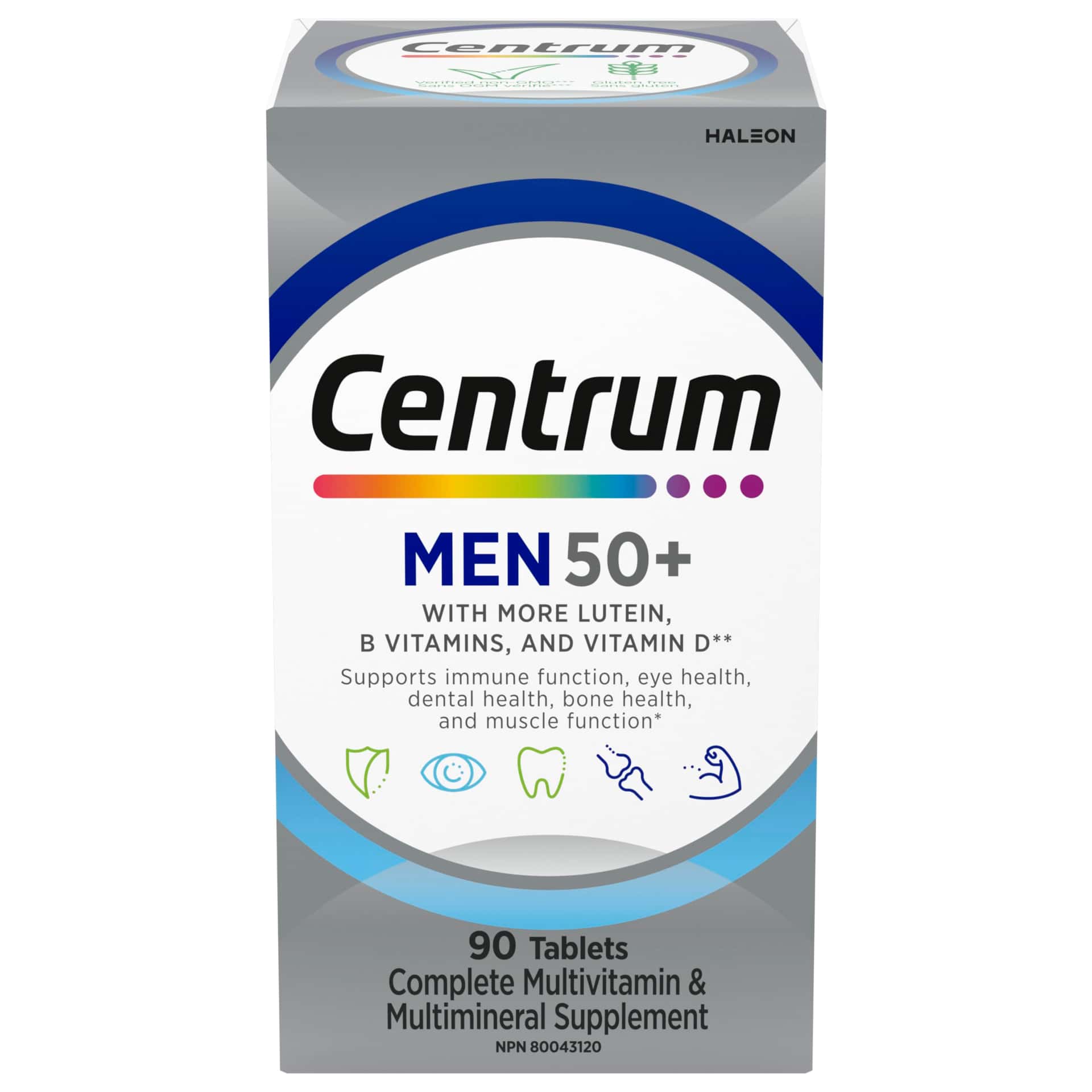 Centrum Men 50 Plus Multivitamins/Minerals Supplement for Men 50+, 90 Tablets