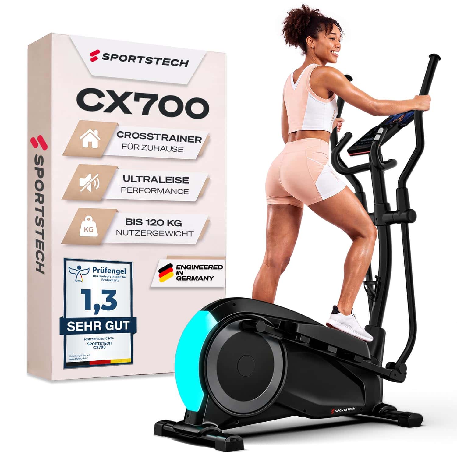 Sportstech Crosstrainer CX700 Fitnessgeräte für Zuhause mit 24kg