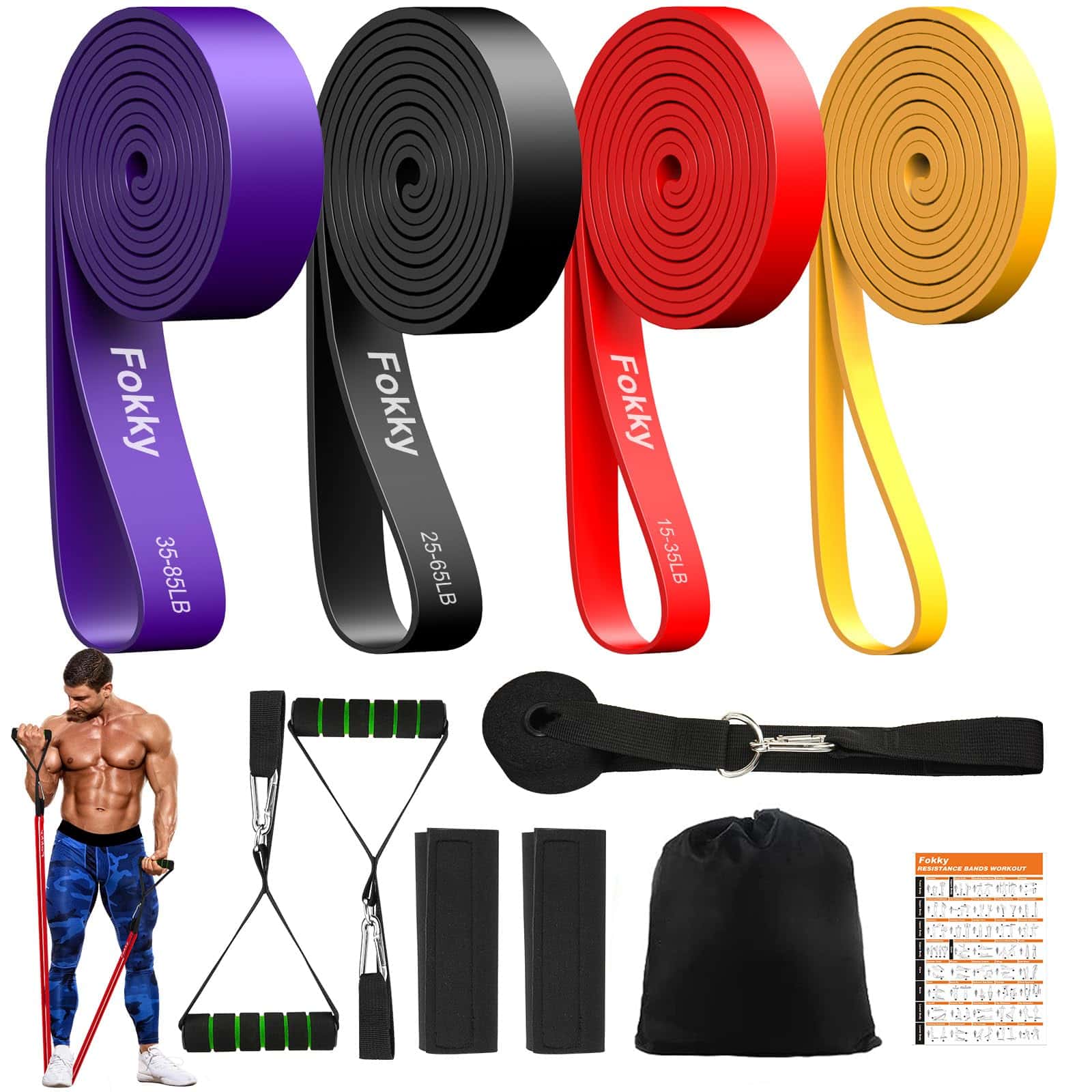Fokky Fitnessbänder Resistance Bands Set mit 4 Stufen