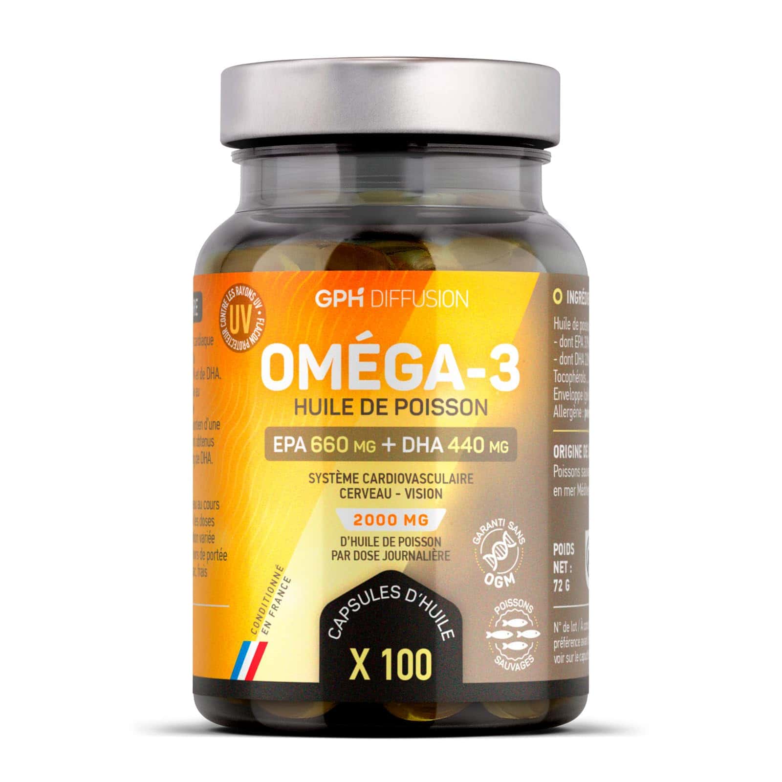 Oméga 3 - Huile de Poissons Sauvages - Cerveau - Vision - Coeur - EPA 660mg