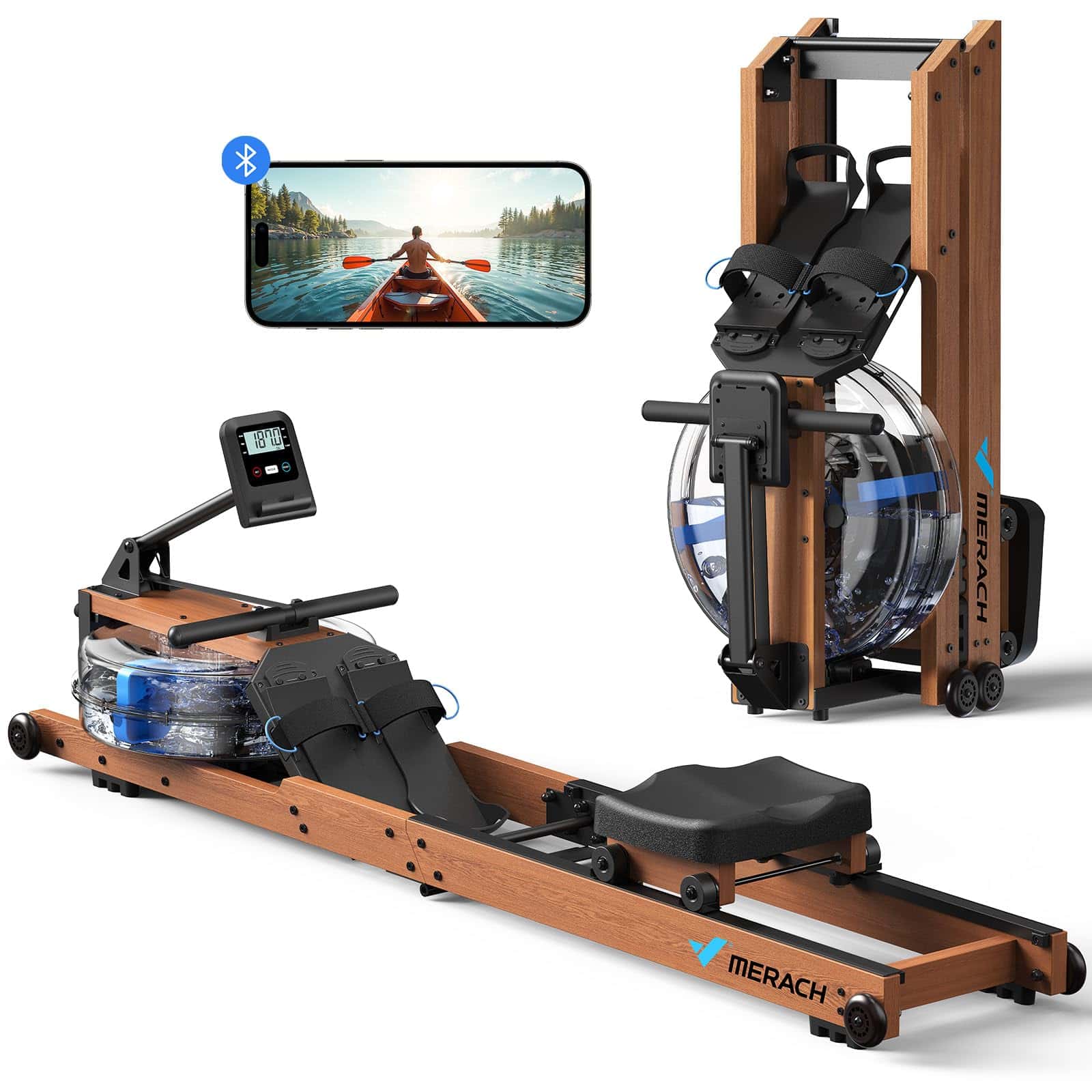 MERACH Water Rowing Machines for Home, Foldable Row Machine with 400LBS
