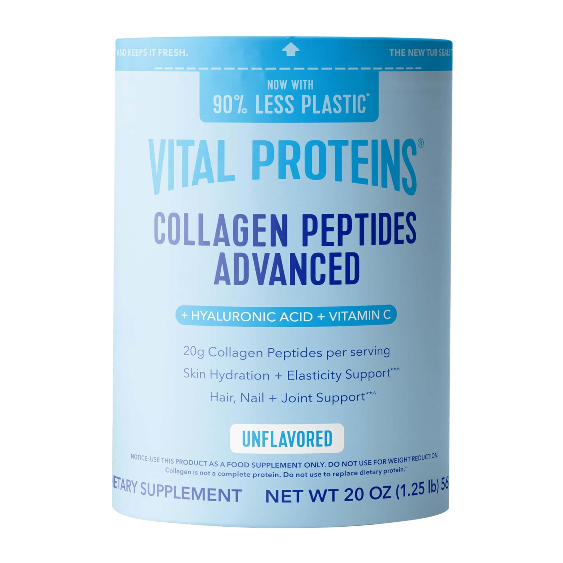 Vital Proteins Collagen Peptides Powder Advanced with Hyaluronic Acid & Vitamin C, 20oz