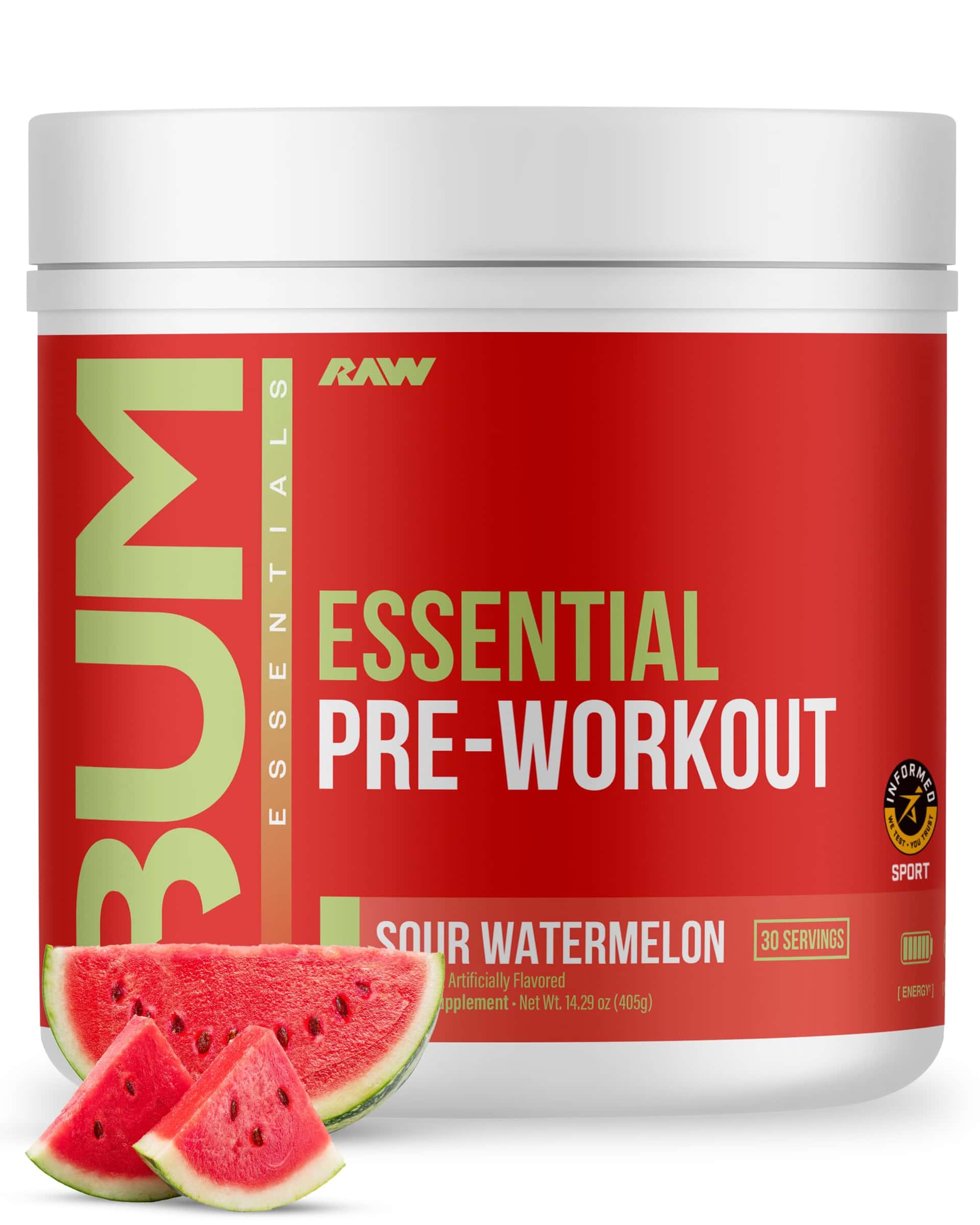 RAW Essential Pre-Workout Powder (Sour Watermelon)
