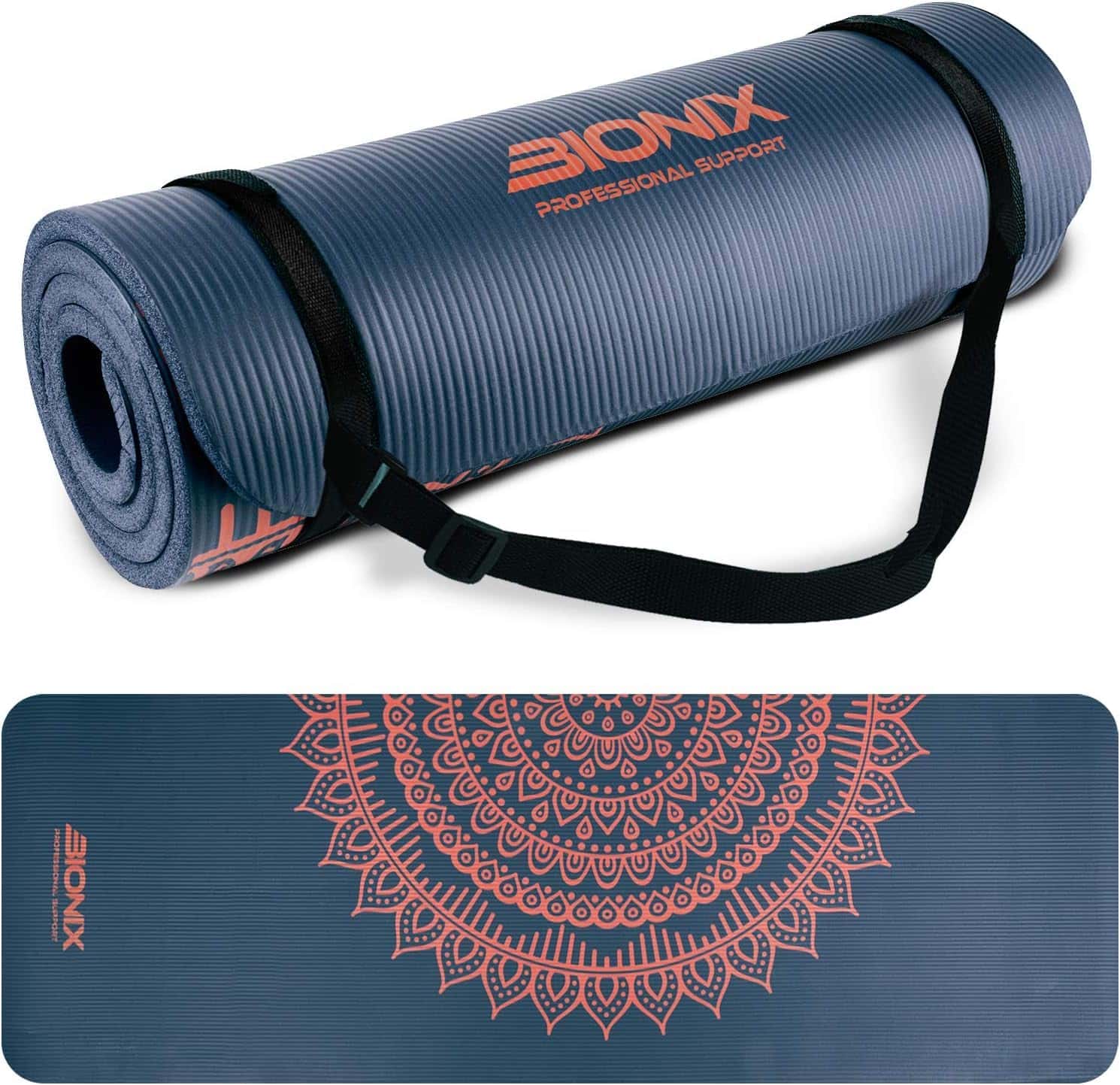 Bionix Exercise Yoga Mat with Carry Handle Strap