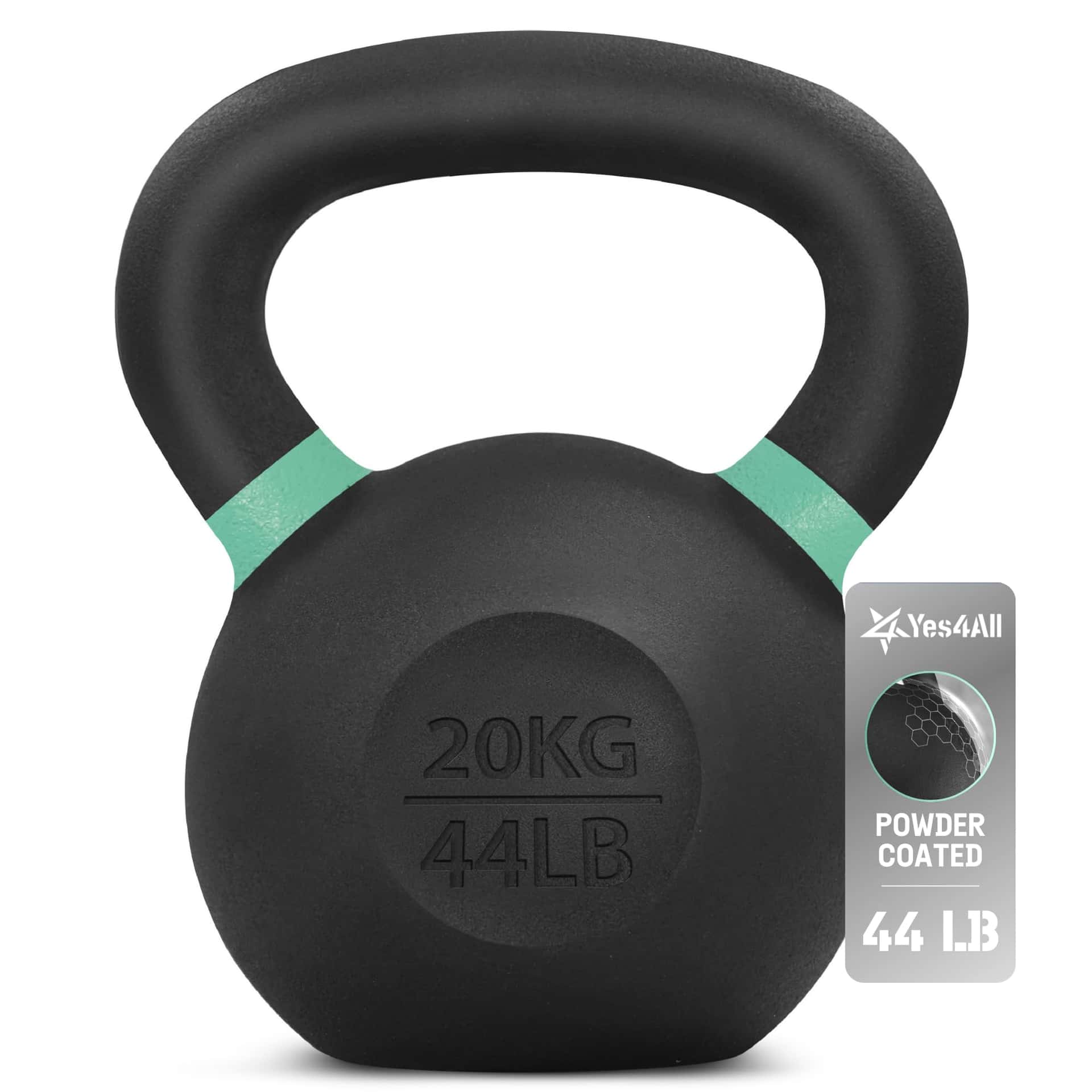 Yes4All Color Code Cast Iron Powder Coated Kettlebell with