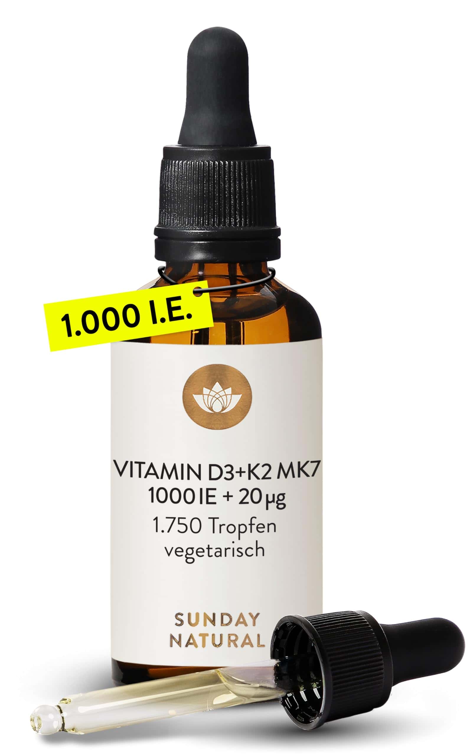 SUNDAY NATURAL® Vitamin D3 K2 Tropfen