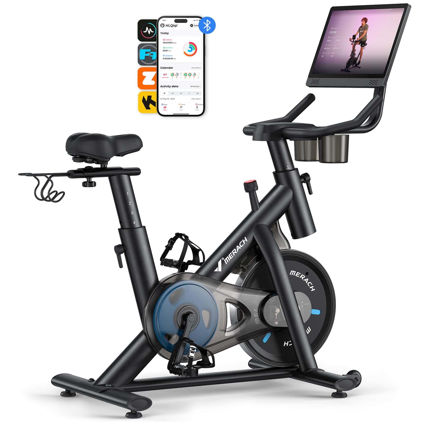 MERACH Heimtrainer Fahrrad mit 15,6"