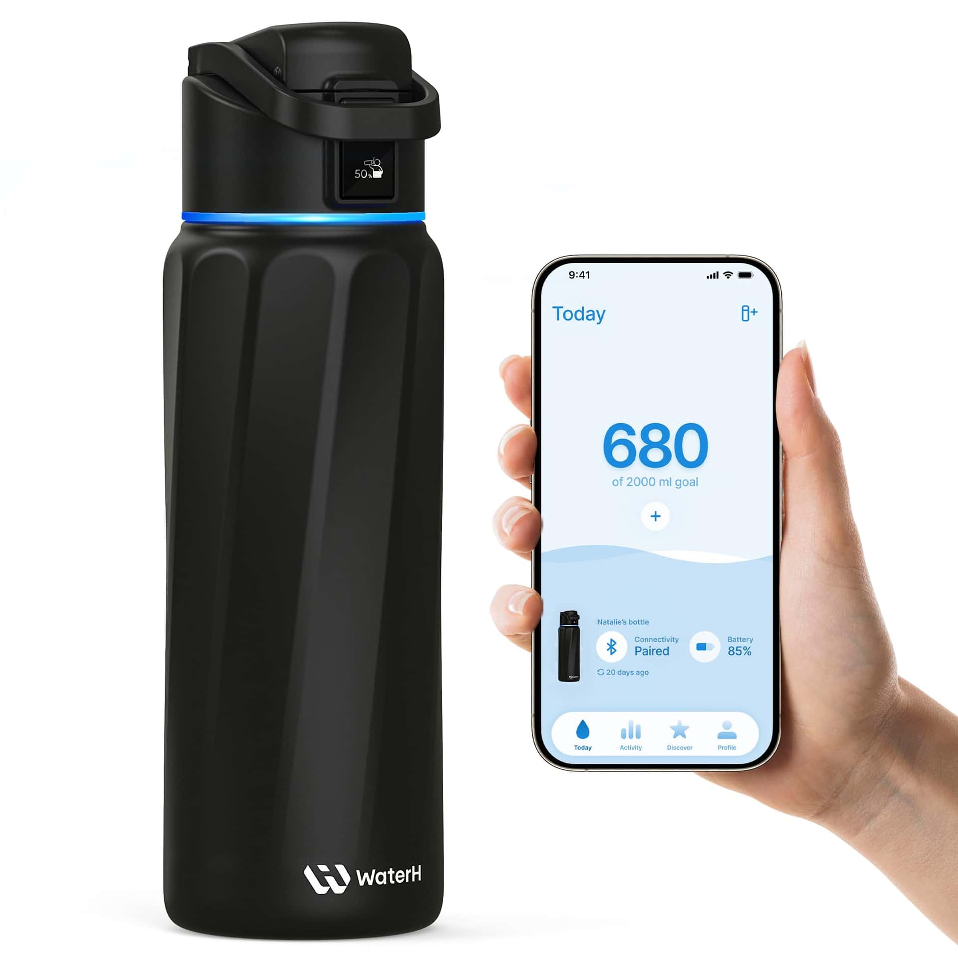 WATERH Boost Smart-Wasserflasche mit Erinnerung an Wasser