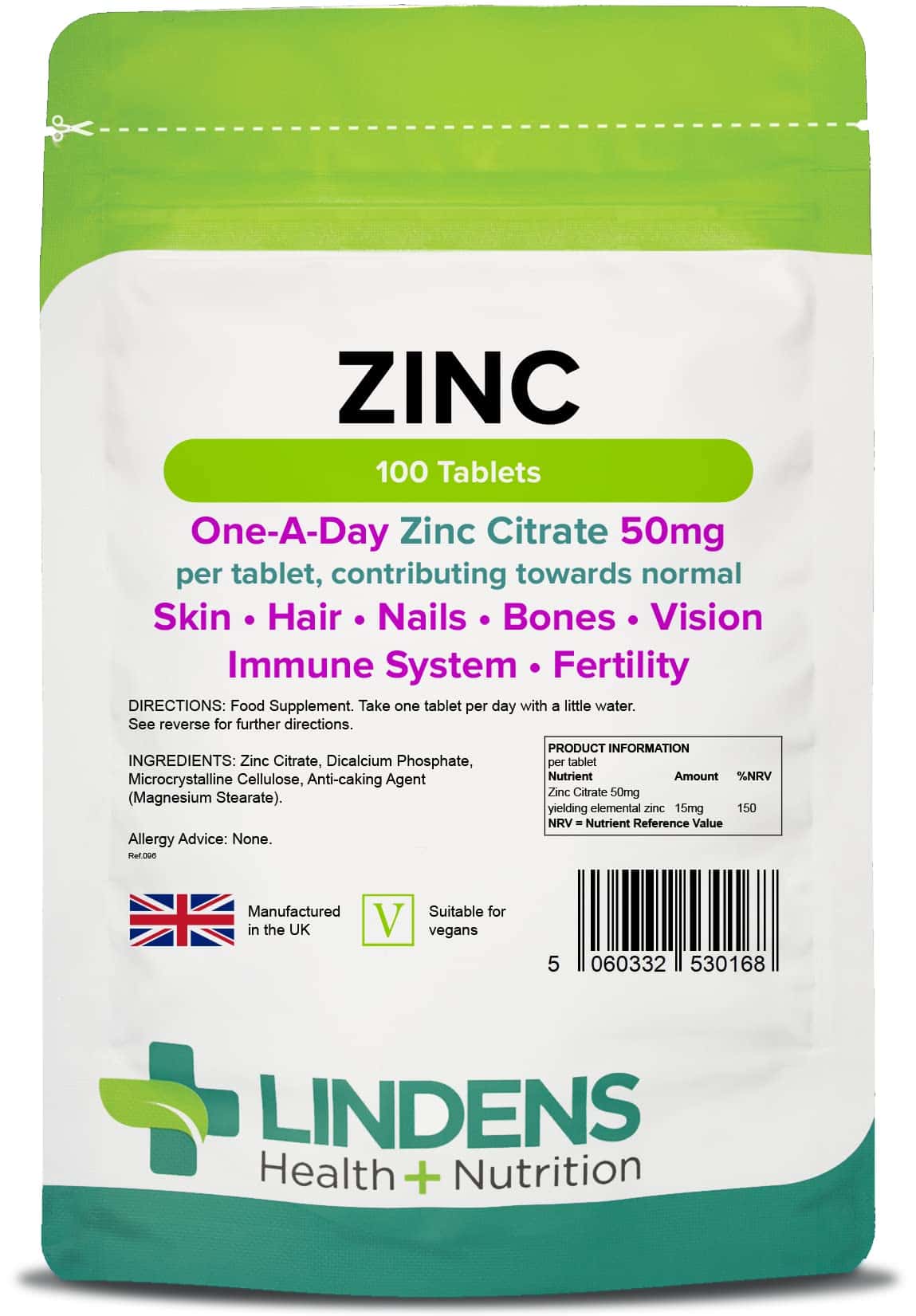 Lindens Zinc Citrate 50mg