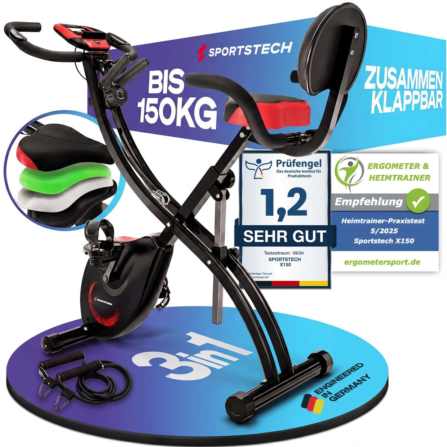 Sportstech Heimtrainer Fahrrad Klappbar X150