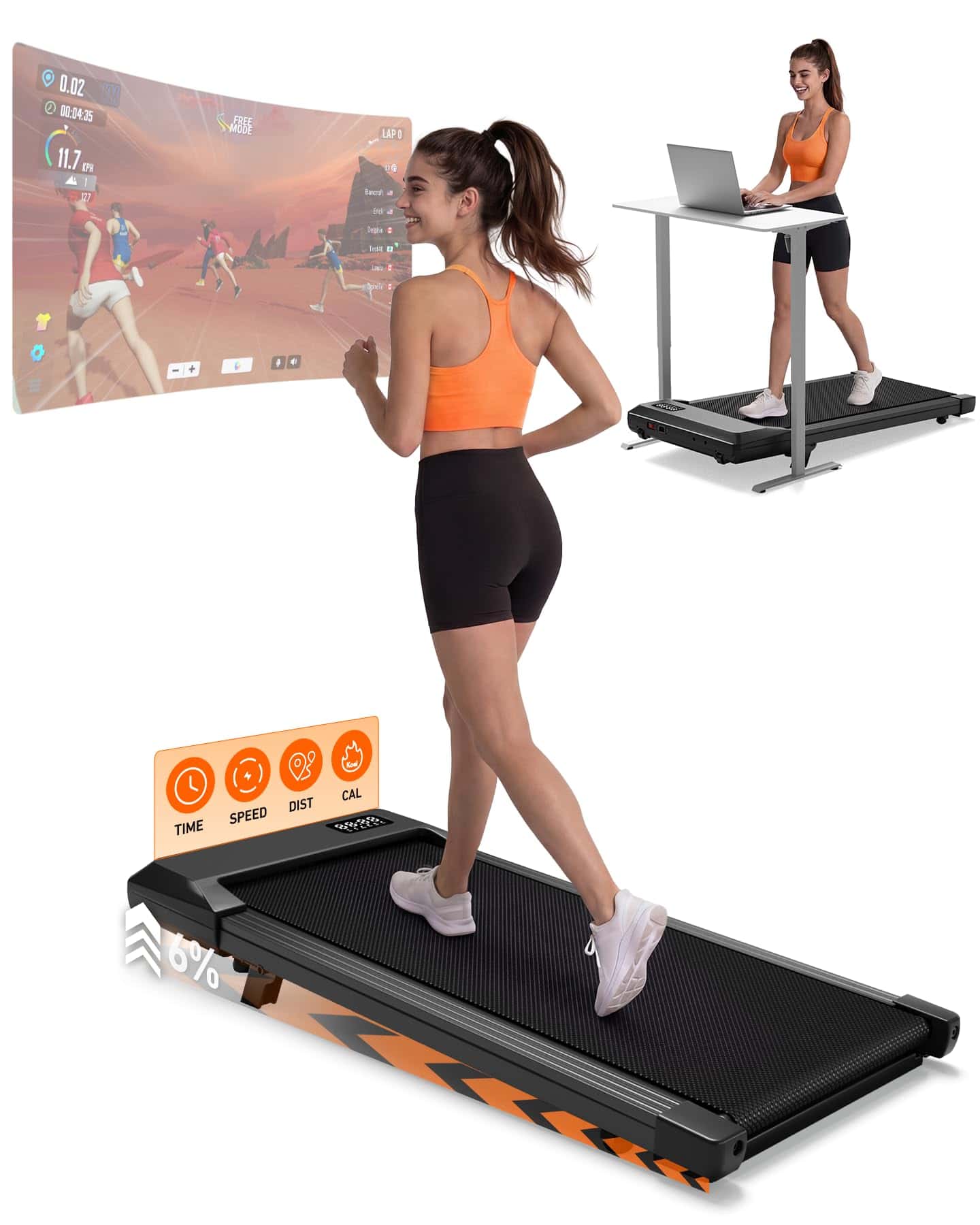 MJWW Raceable Walking Pad mit 6%-9% Steigung