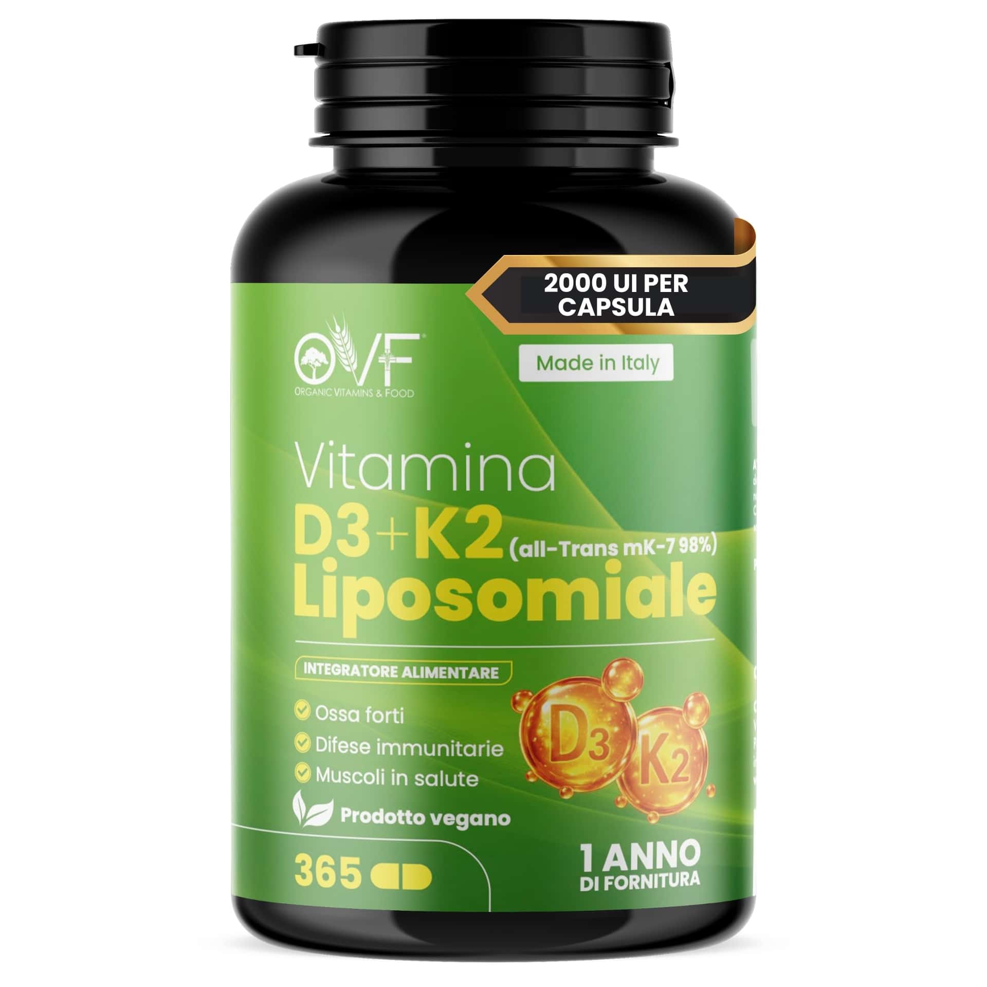 OVF Vitamina D3 K2 Alto Dosaggio 365 Capsule