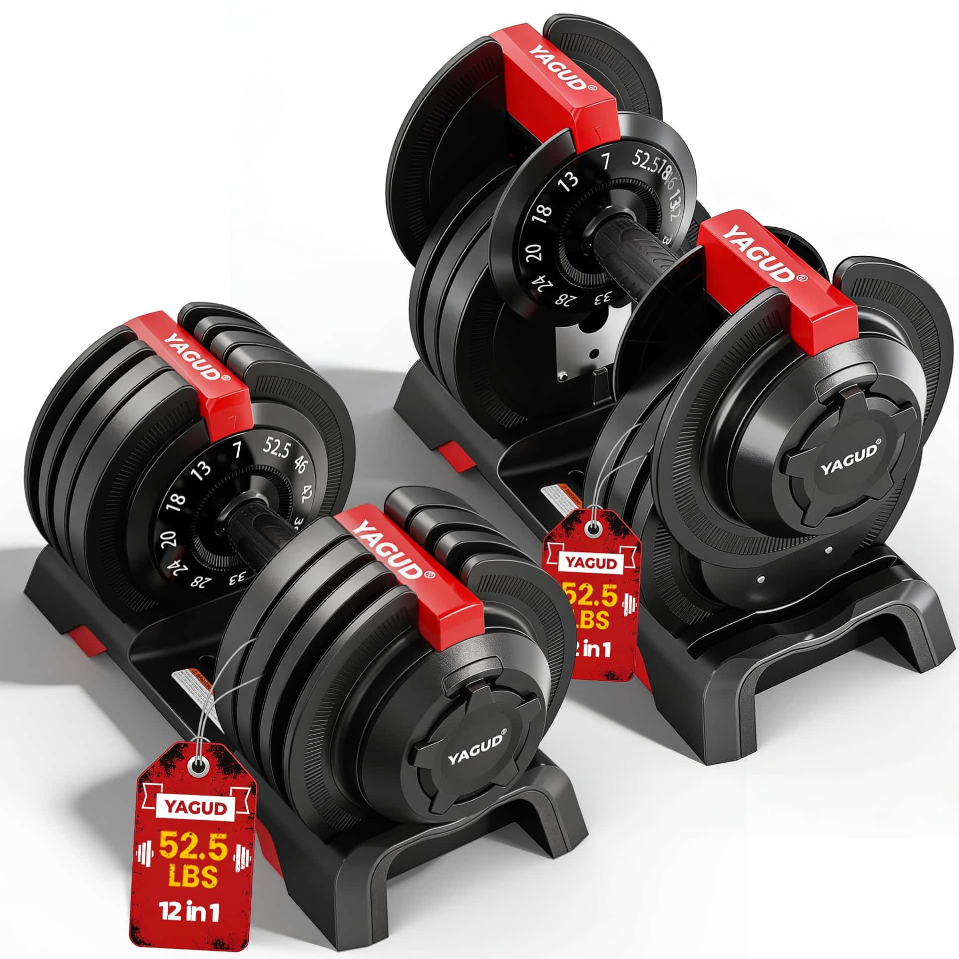 Yagud Adjustable Dumbbell Set, 52.5/90 lbs