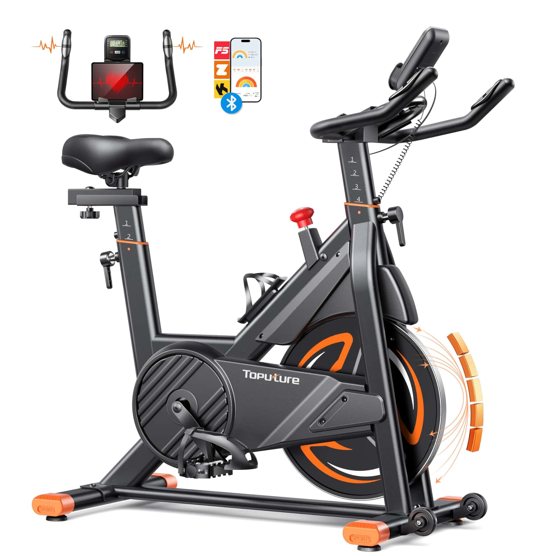 Neu Toputure Heimtrainer Fahrrad mit Pulsmessung und APP
