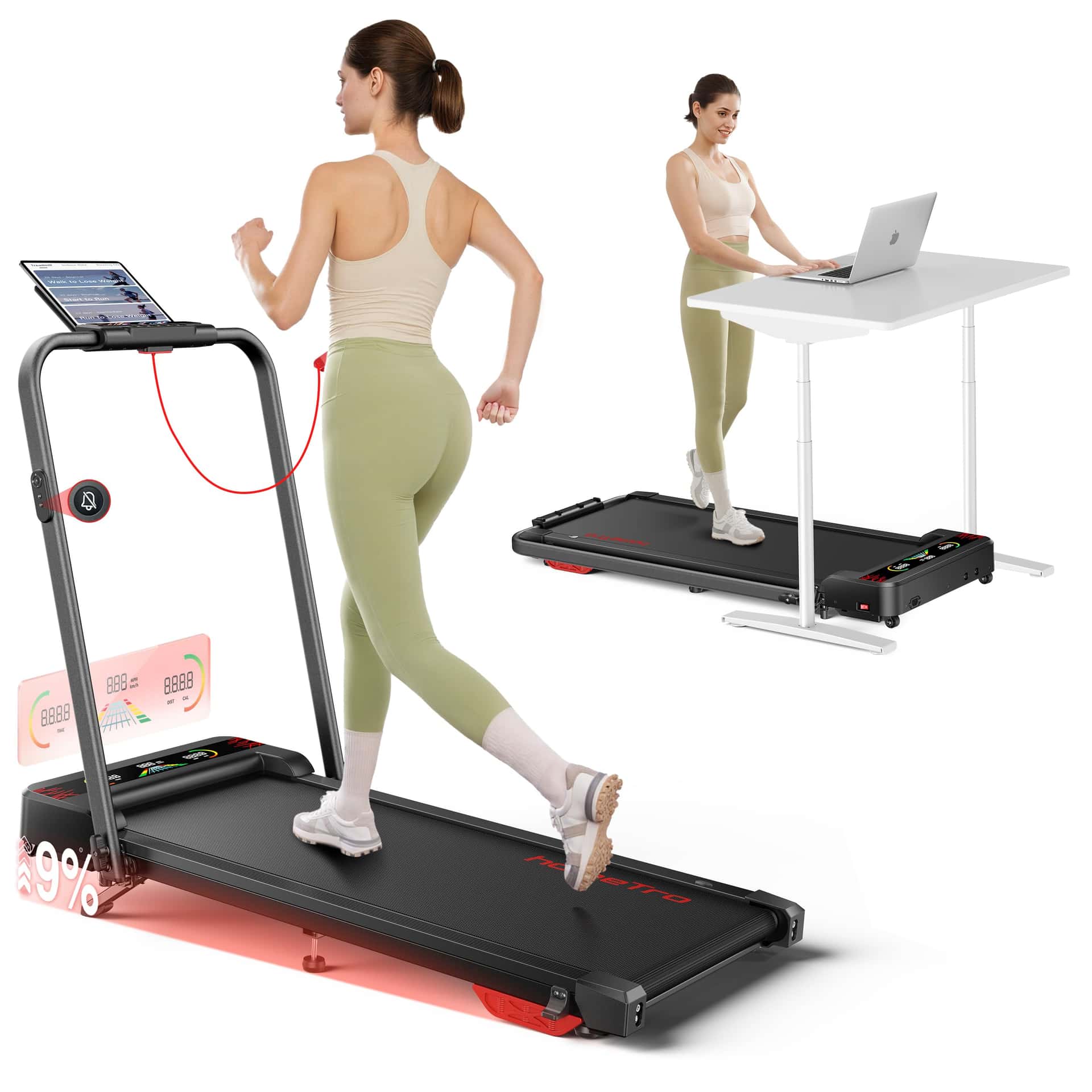 Klappbares Laufband mit Steigung für Zuhause & Büro