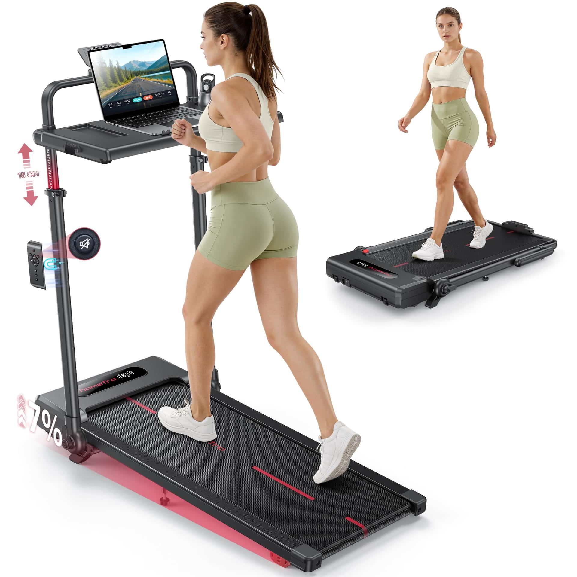 Laufband für Zuhause Klappbar mit 7% Steigung