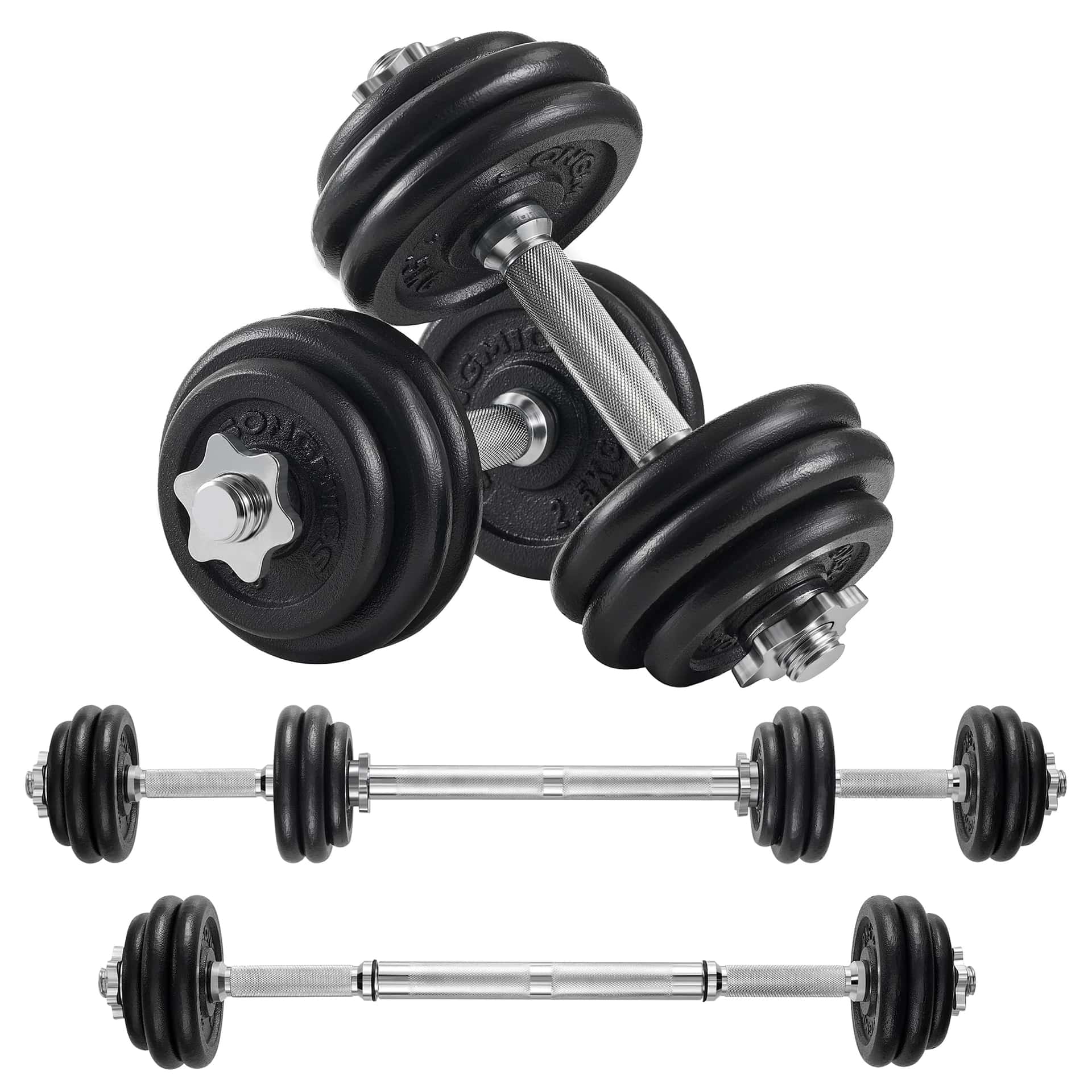 SONGMICS Halterset, Gietijzeren dumbbells, Verstelbare halterset, 30 kg