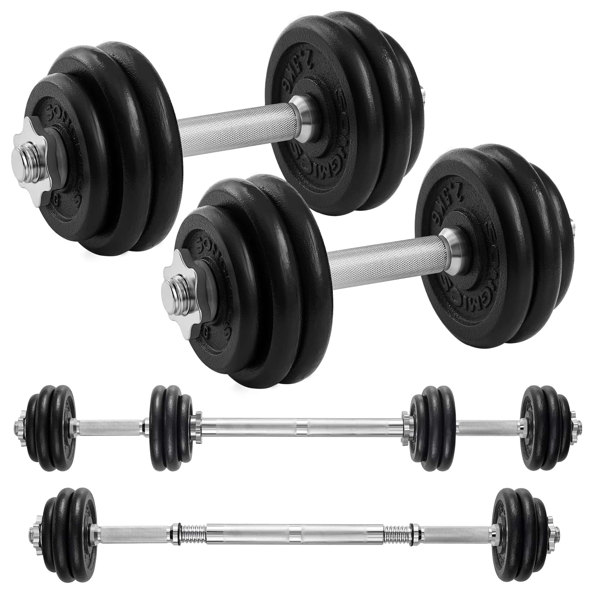SONGMICS Halterset, Gietijzeren dumbbells, Verstelbare halterset, 30 kg